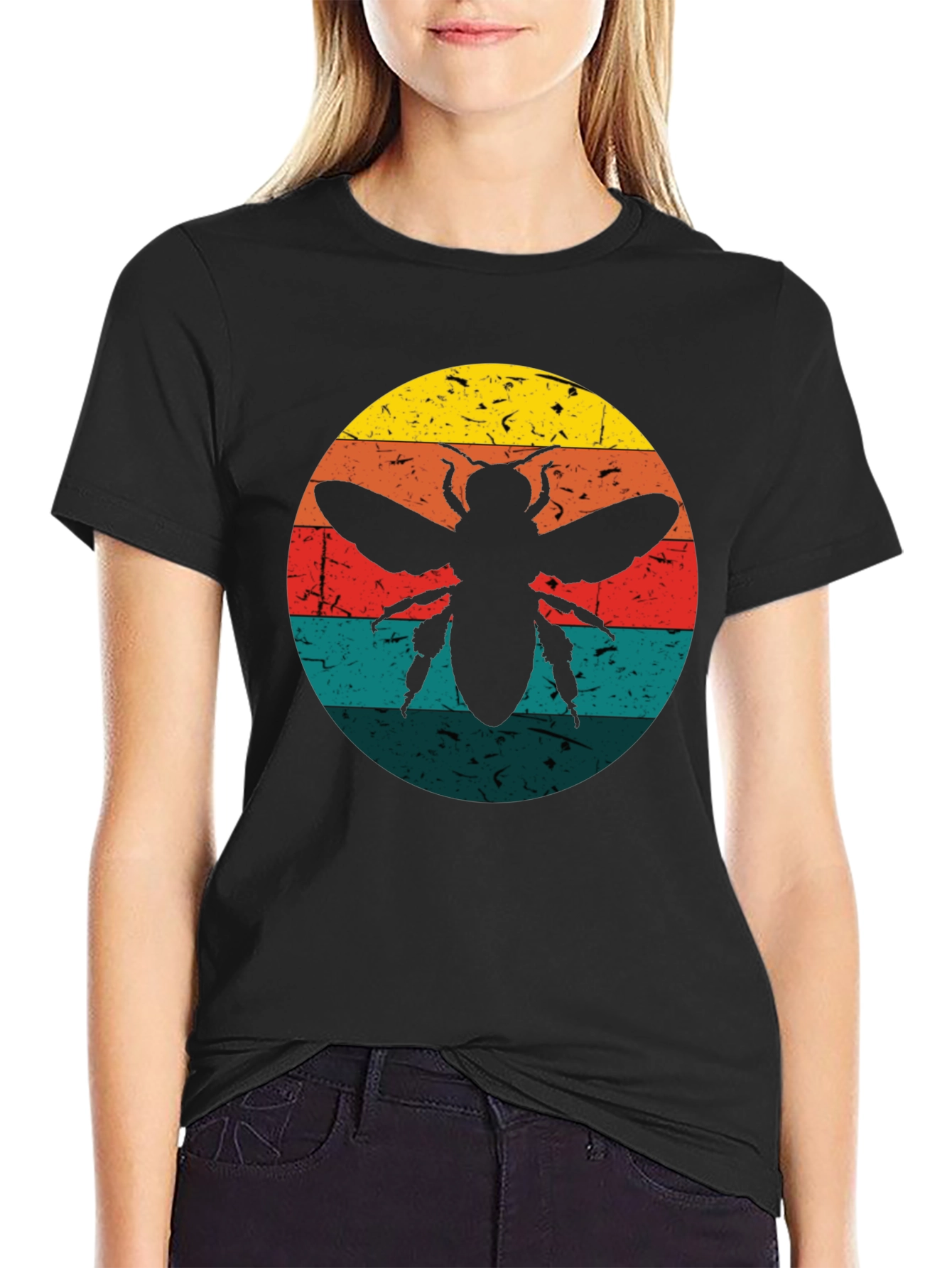 Retro Bee Graphic Tee - Black