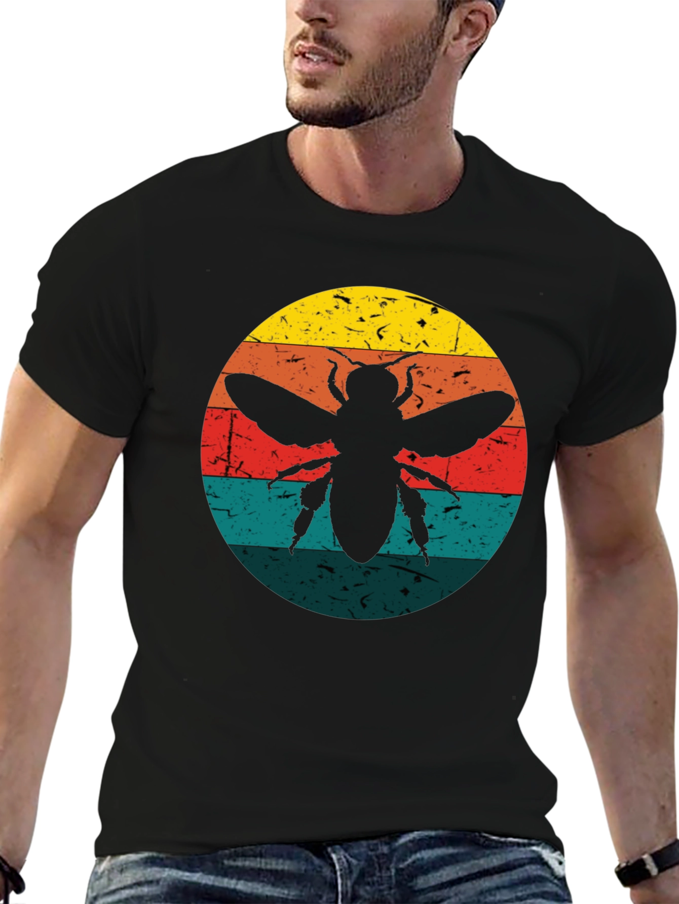 Retro Bee Graphic Tee - Black