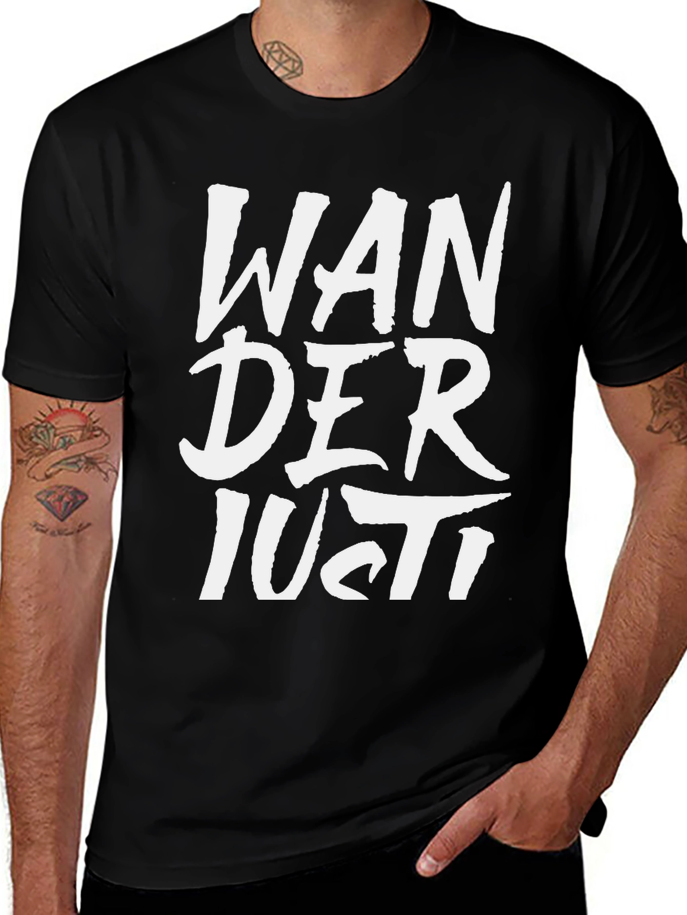 Wanderlust Graphic Tee - Black Cotton T-Shirt