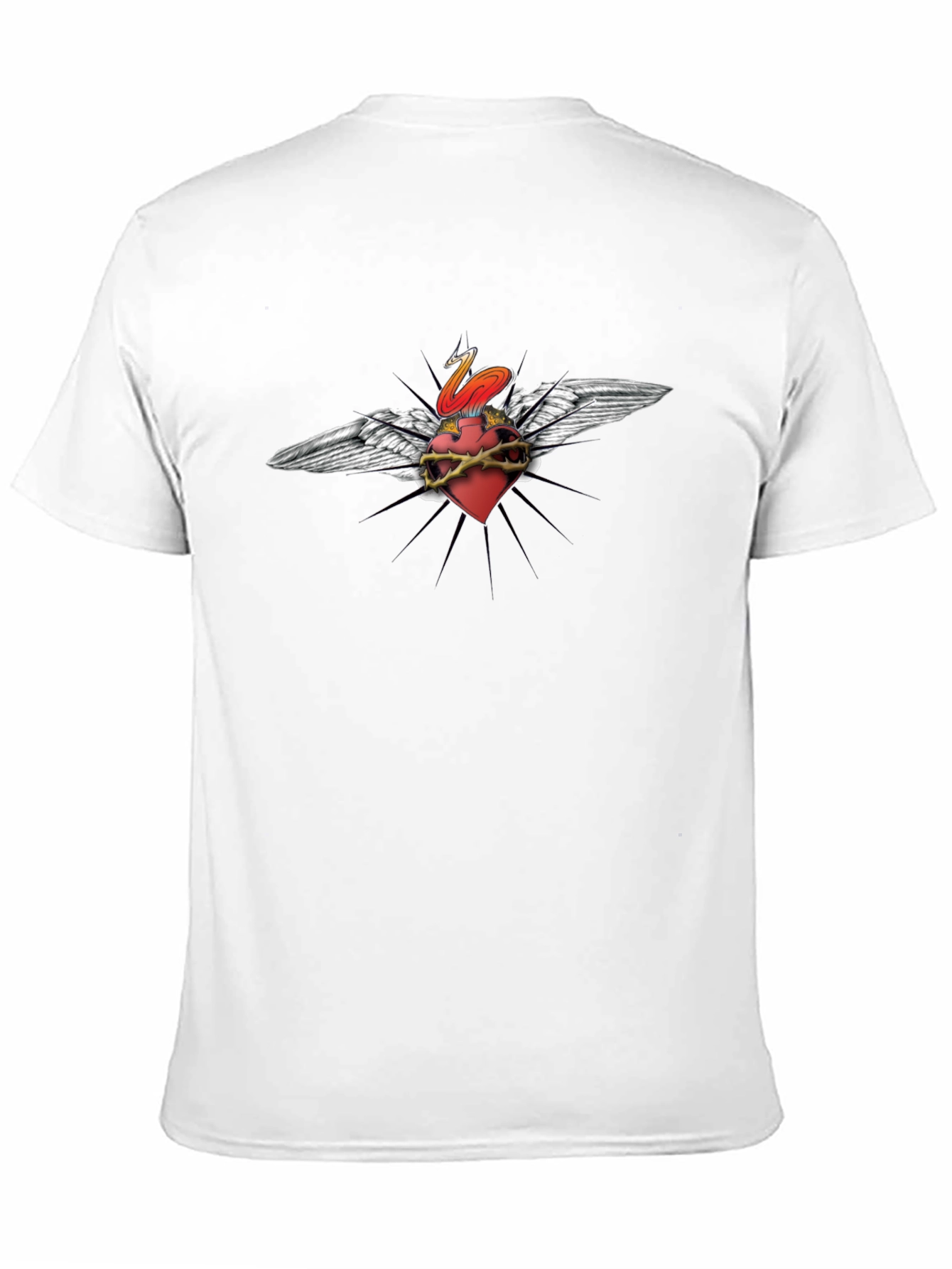 Edgy Heart & Wings Graphic Print Black T-Shirt