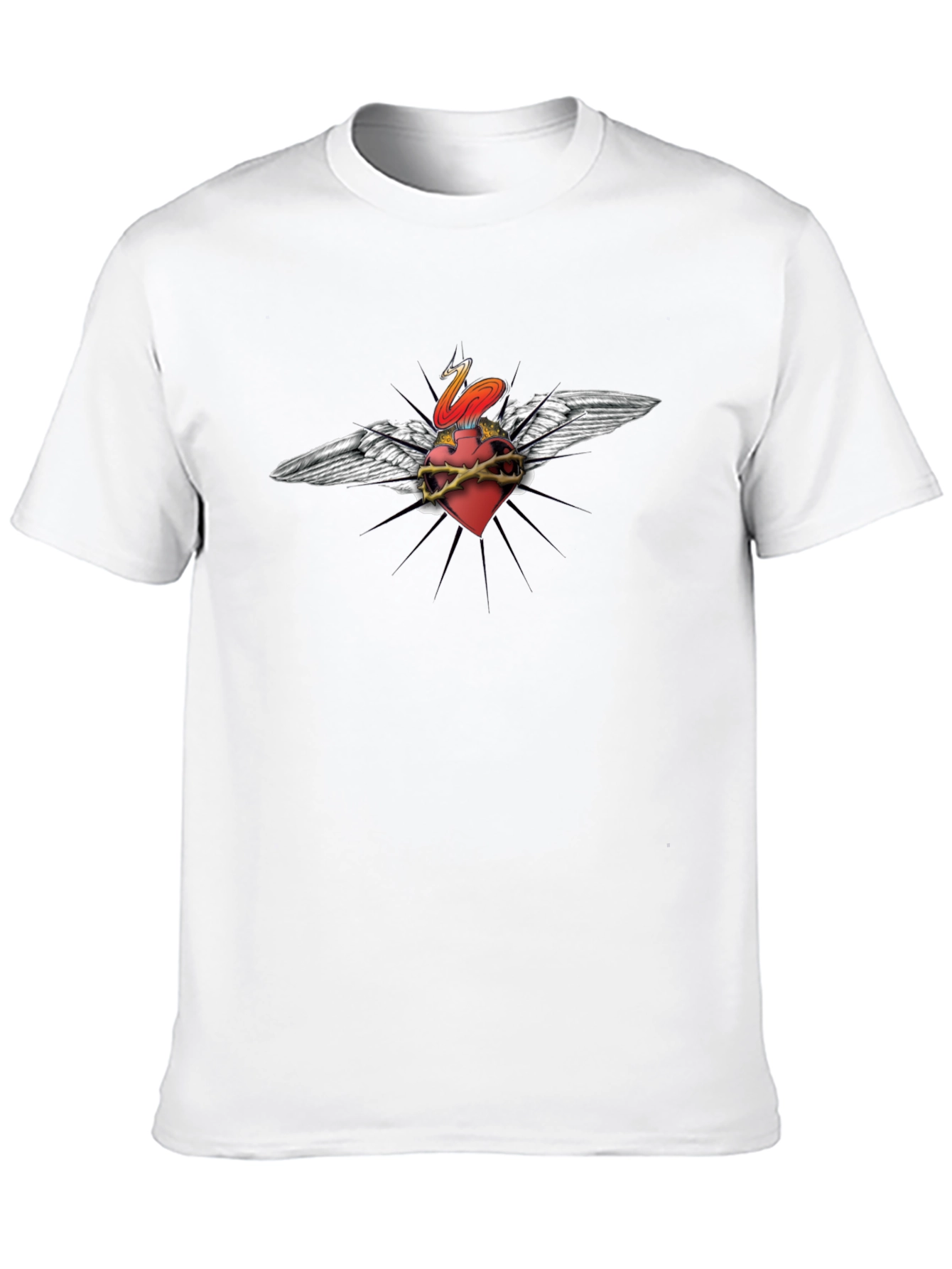 Edgy Heart & Wings Graphic Print Black T-Shirt
