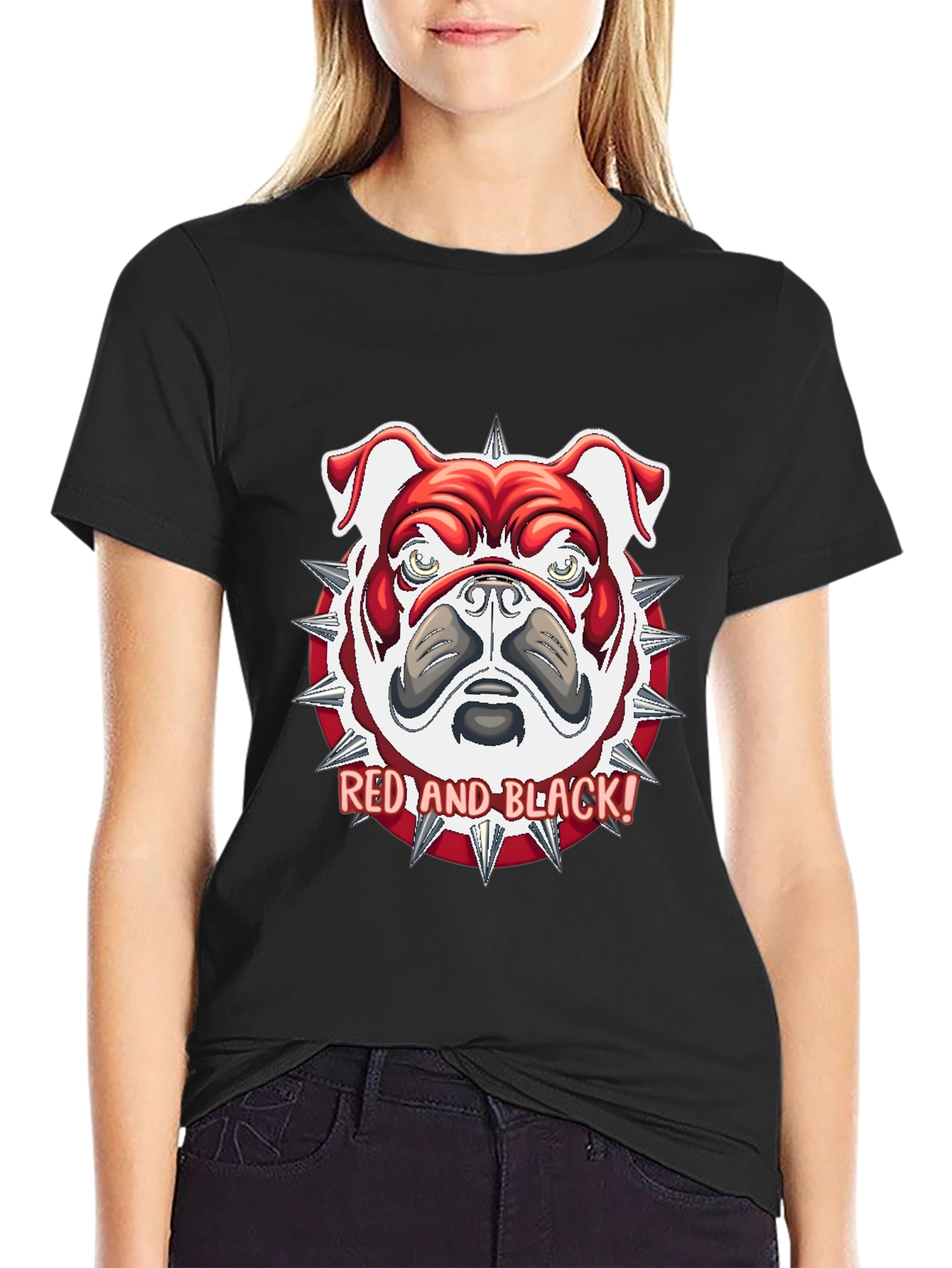 Red and Black Bulldog Graphic Tee