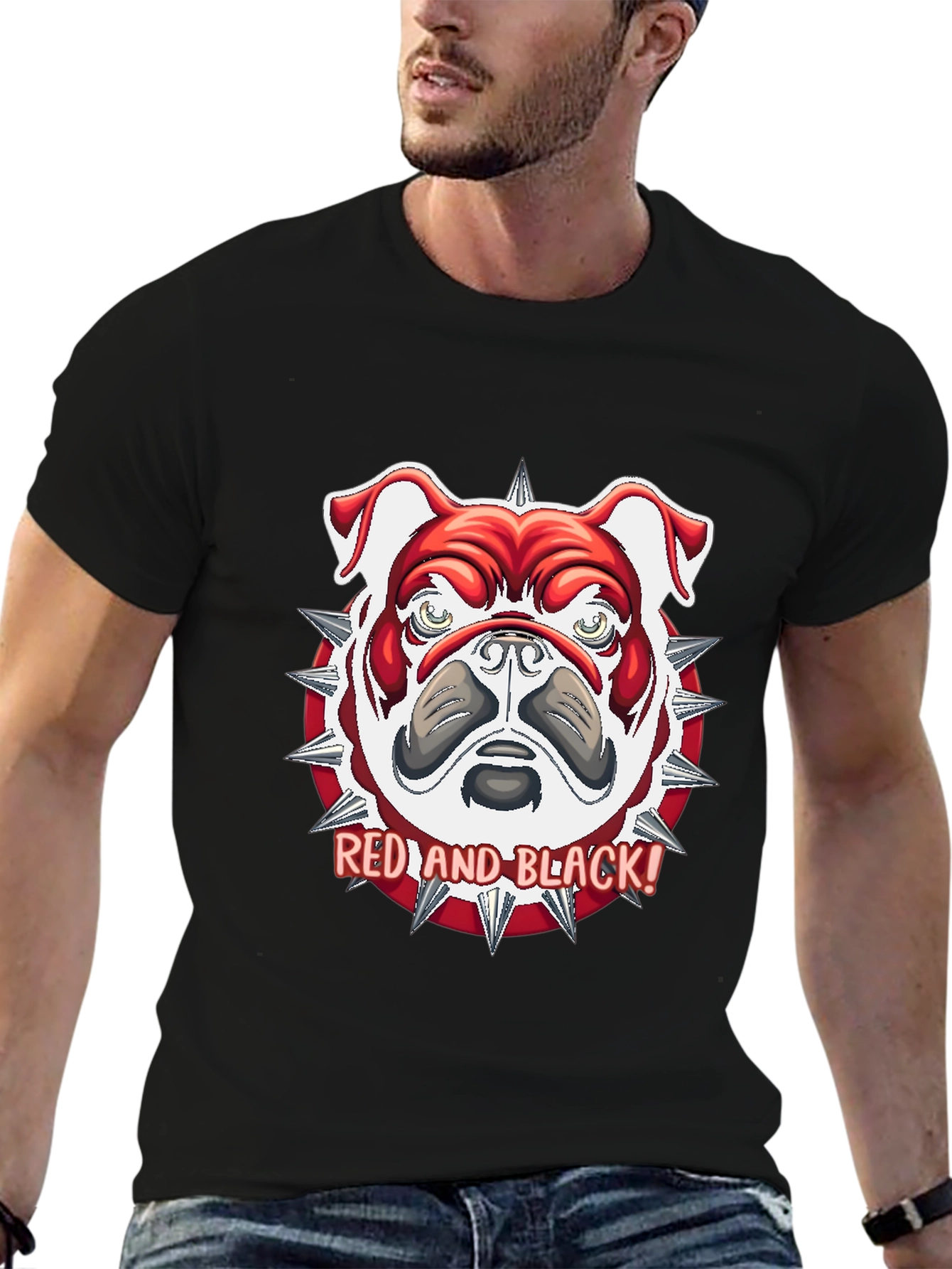 Red and Black Bulldog Graphic Tee