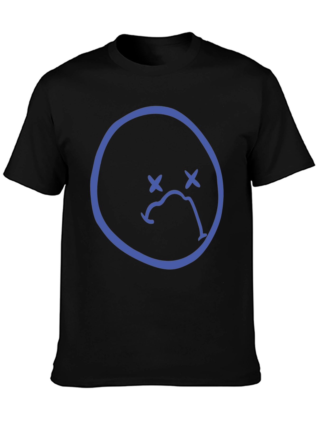 Sad Face Graphic Tee - Black Casual T-Shirt