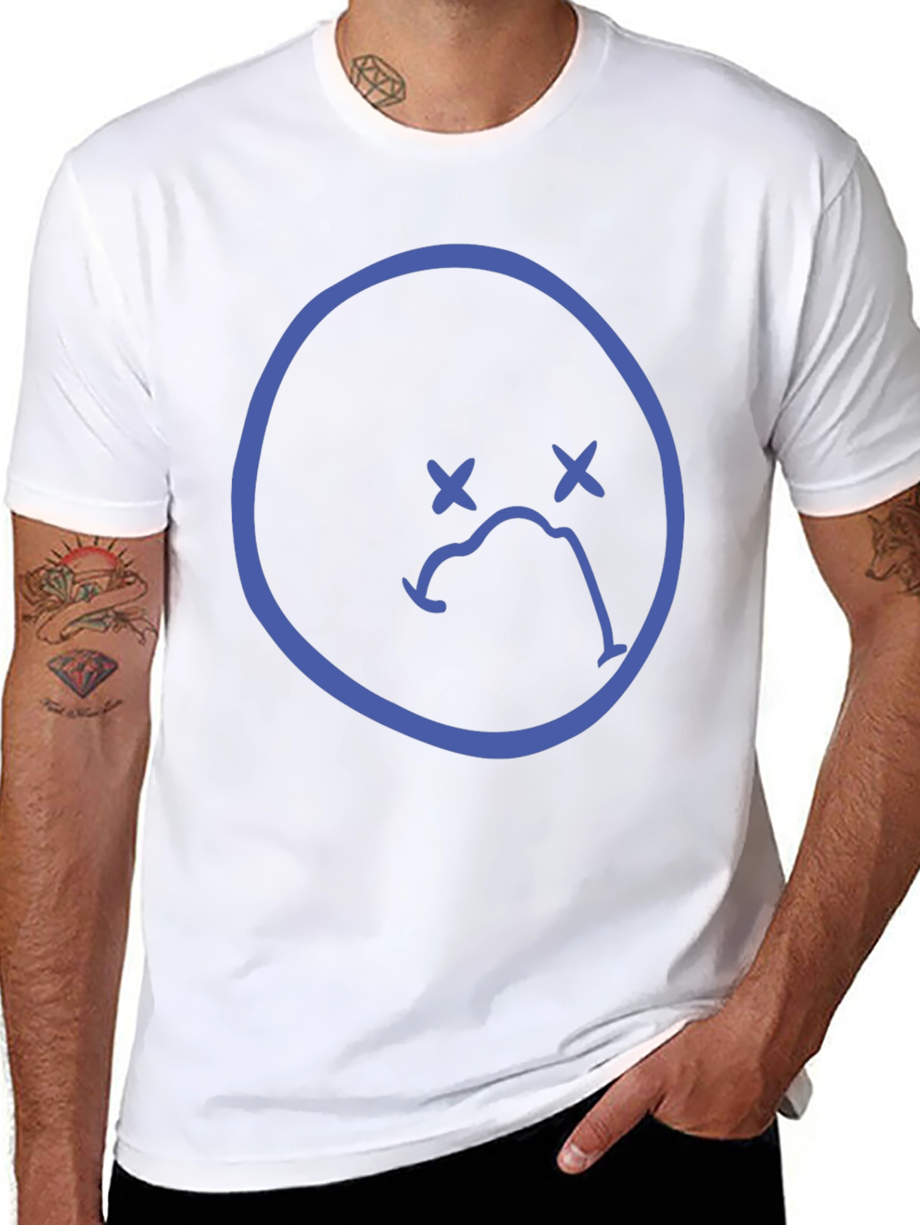 Sad Face Graphic Tee - Black Casual T-Shirt