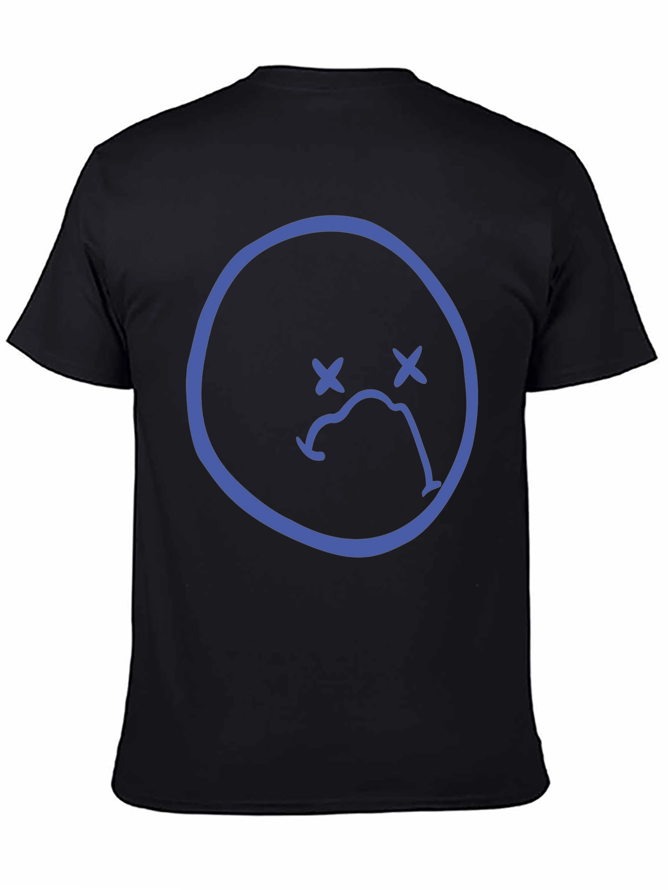 Sad Face Graphic Tee - Black Casual T-Shirt