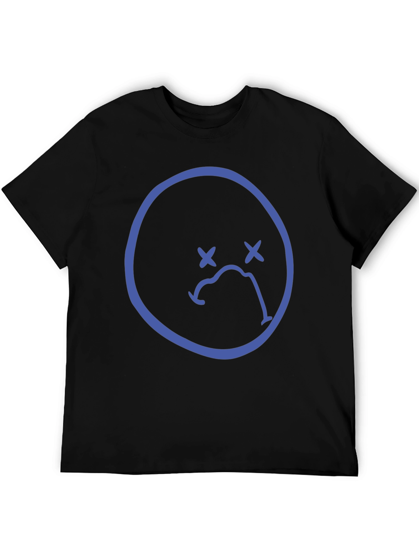 Sad Face Graphic Tee - Black Casual T-Shirt