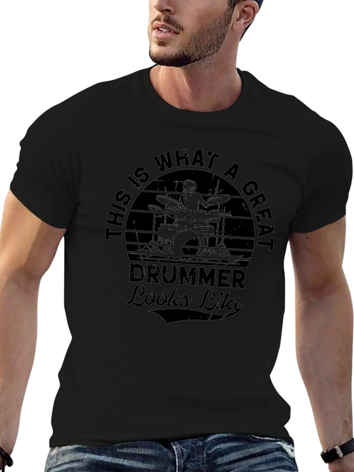 Great Drummer Graphic T-Shirt - Black