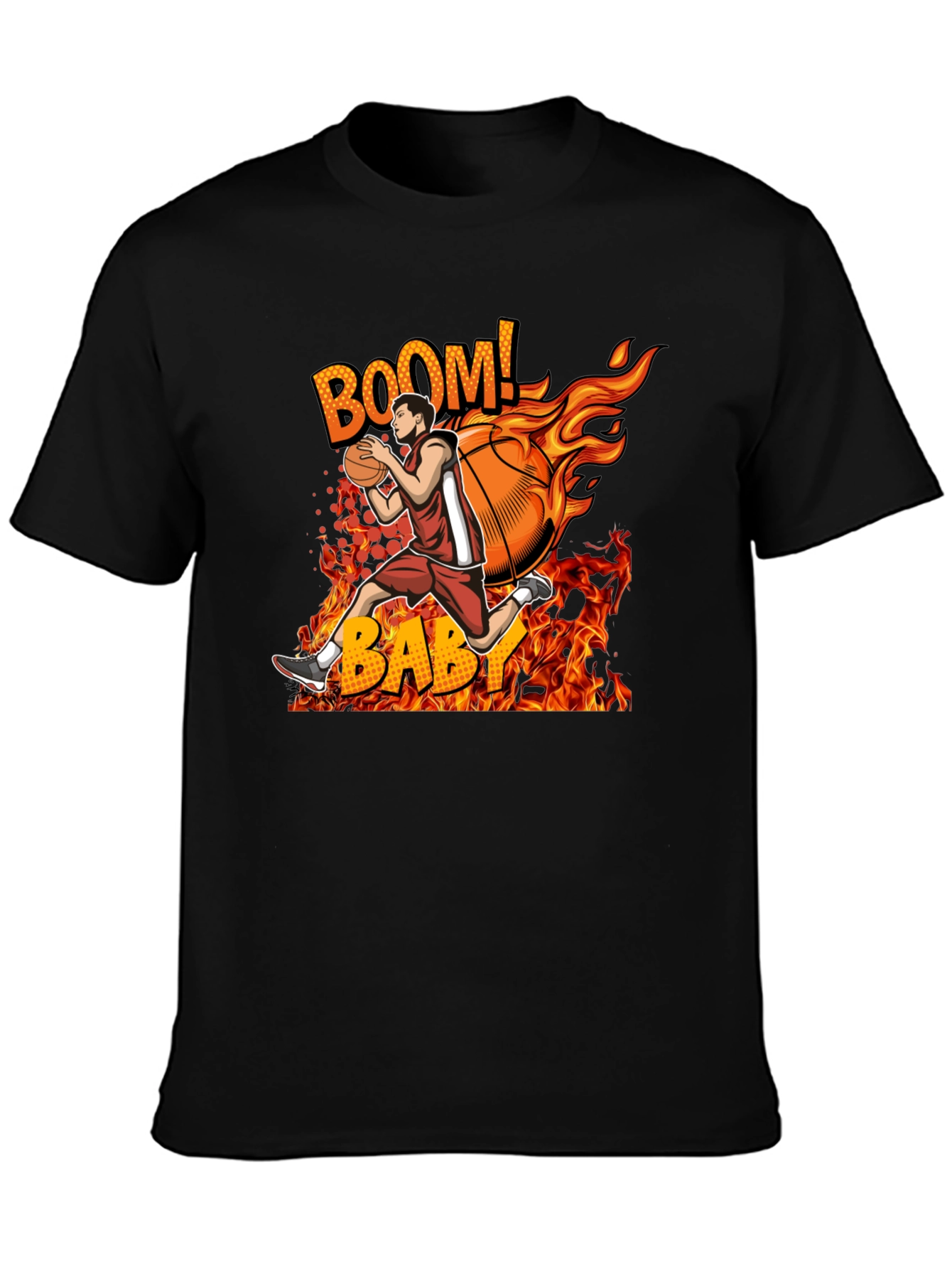 Flaming Basketball Player Graphic Tee - BOOM! BABY!