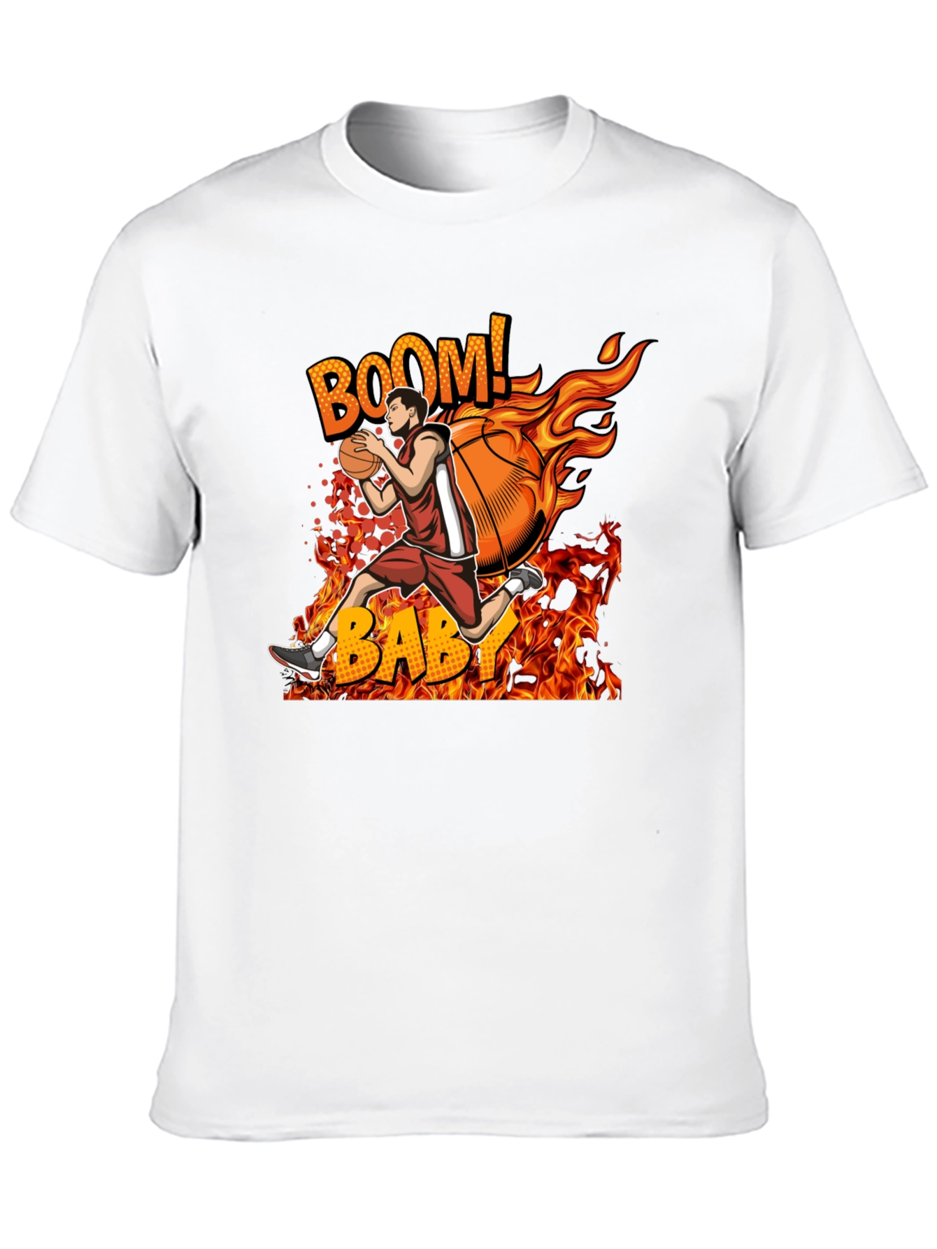 Flaming Basketball Player Graphic Tee - BOOM! BABY!