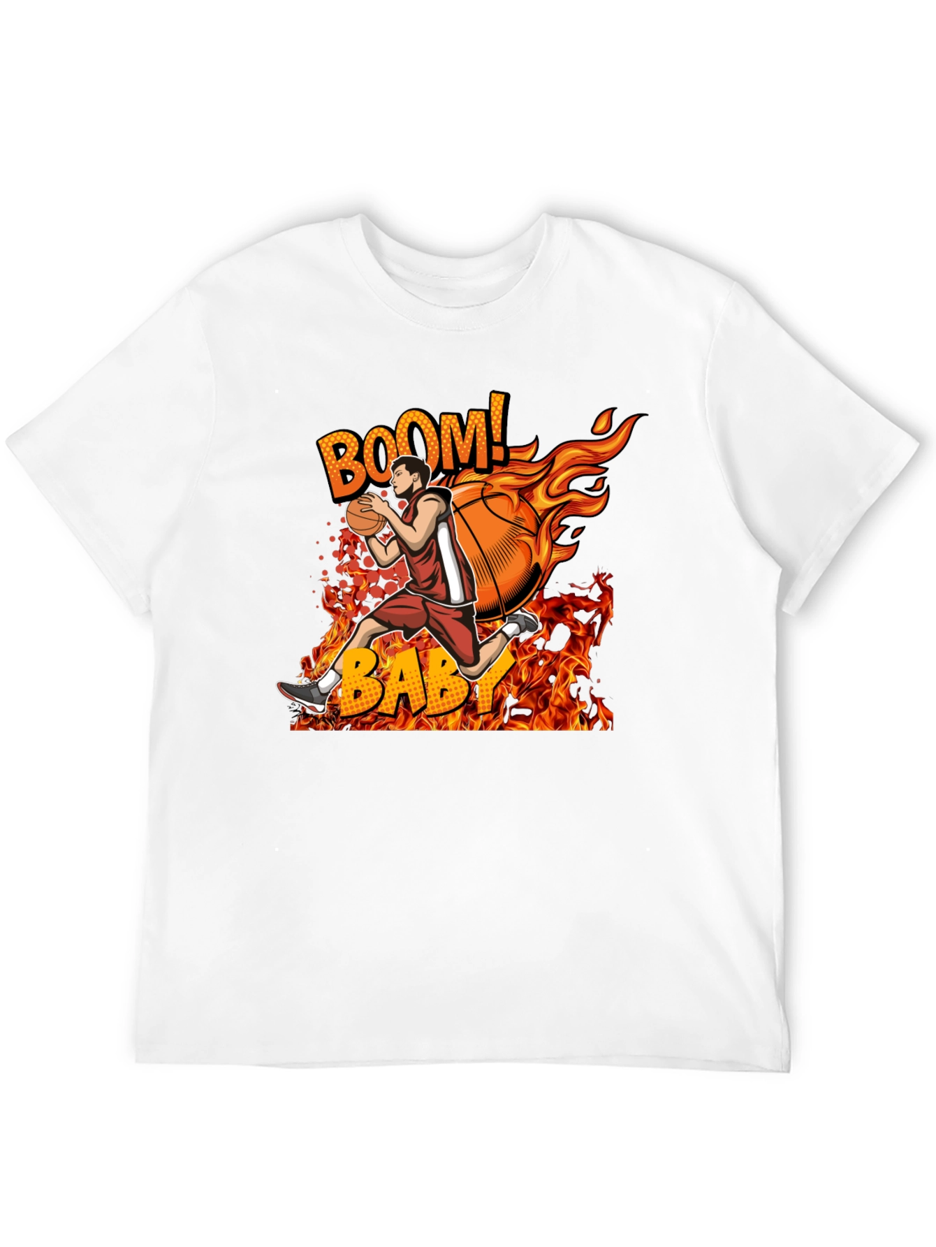 Flaming Basketball Player Graphic Tee - BOOM! BABY!