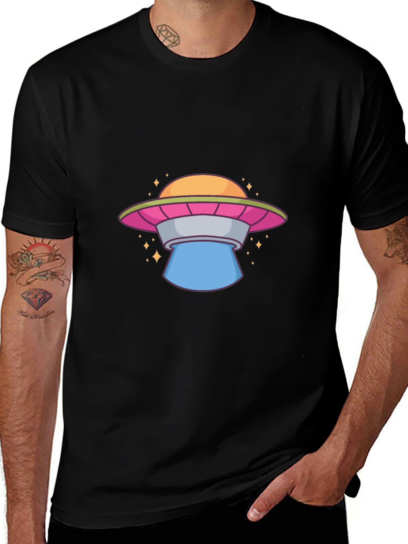 UFO Graphic Tee - Black Cotton T-Shirt