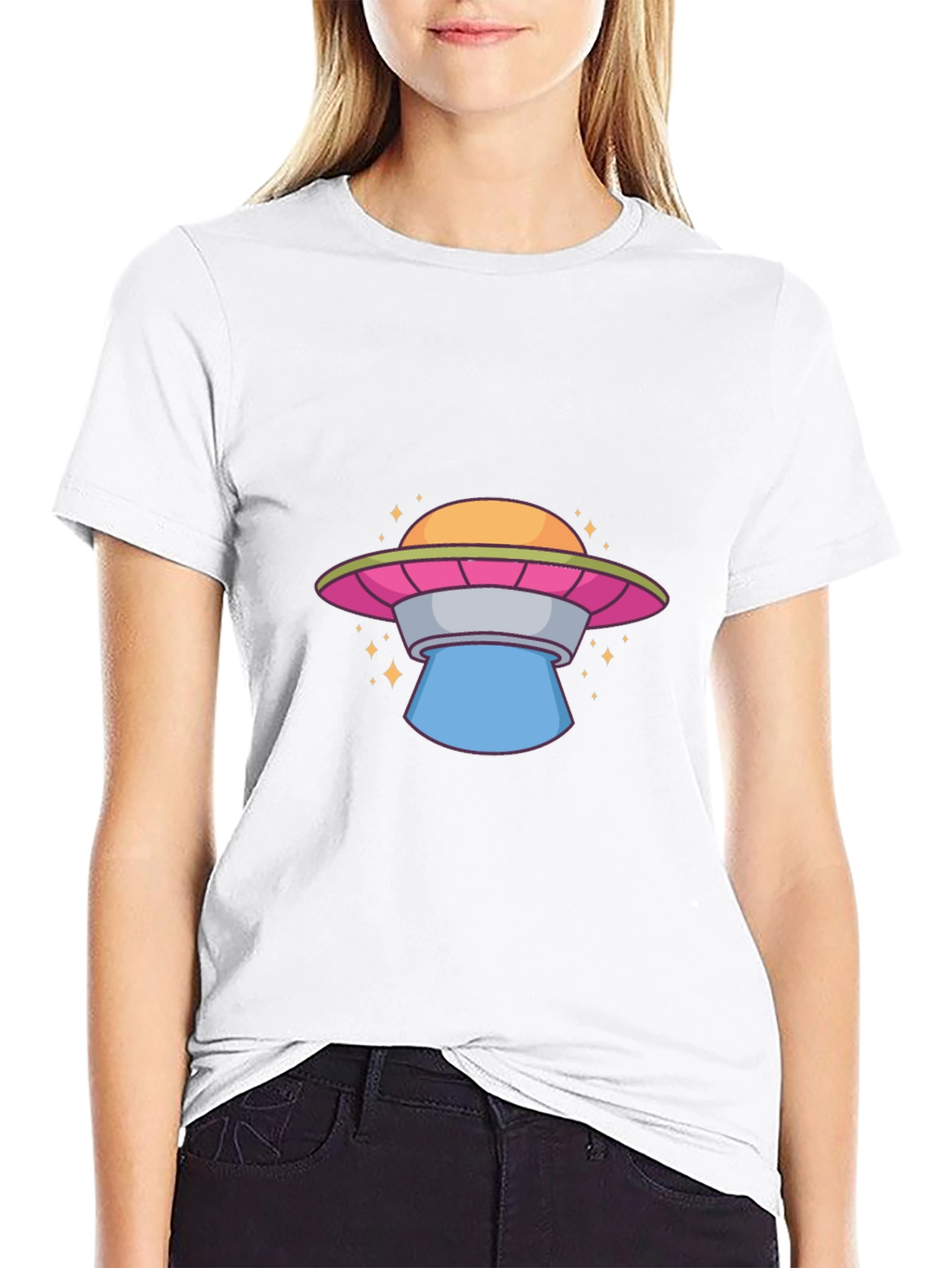 UFO Graphic Tee - Black Cotton T-Shirt