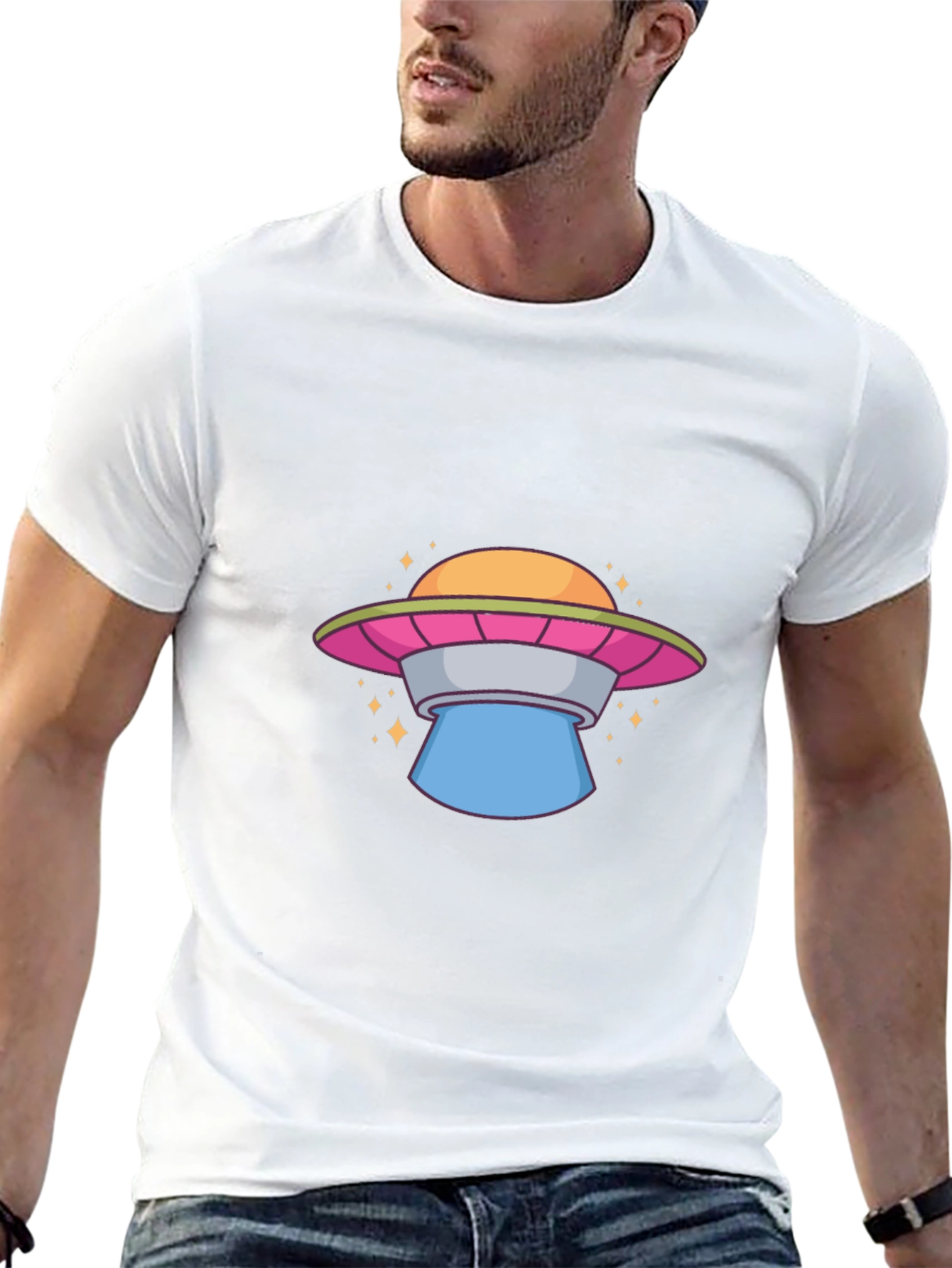 UFO Graphic Tee - Black Cotton T-Shirt