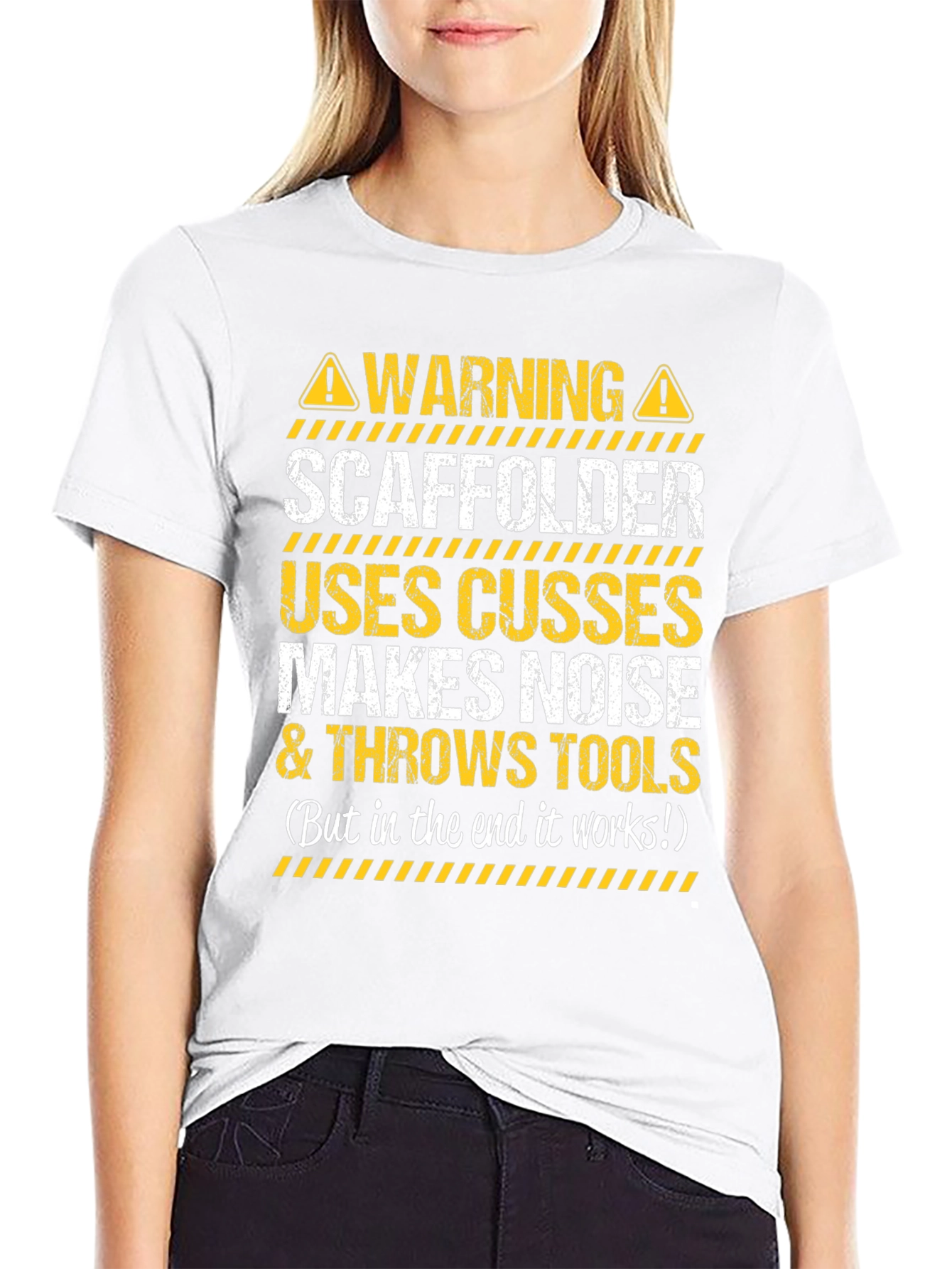 Warning Scaffolder T-Shirt - Funny Construction Worker Tee
