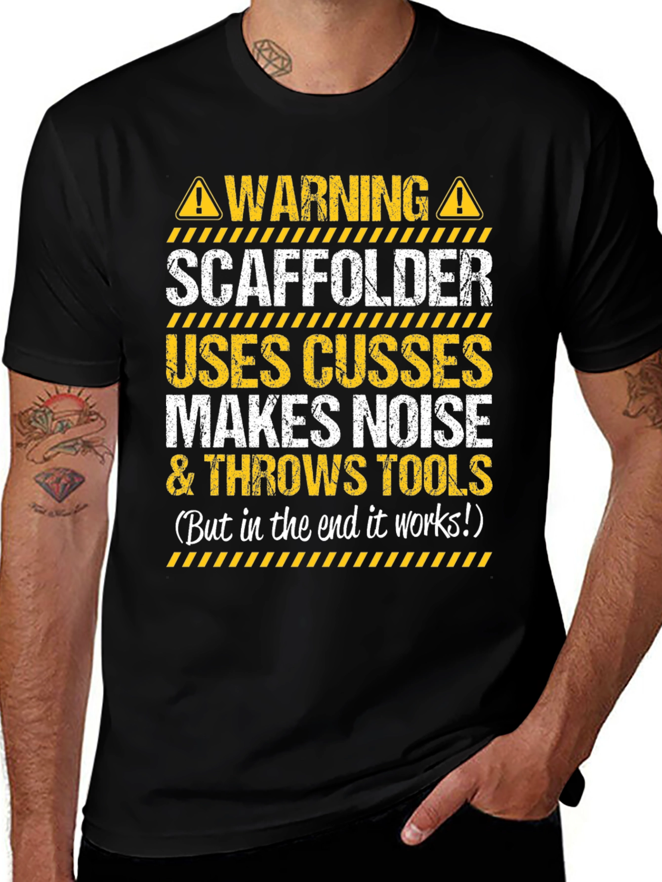 Warning Scaffolder T-Shirt - Funny Construction Worker Tee