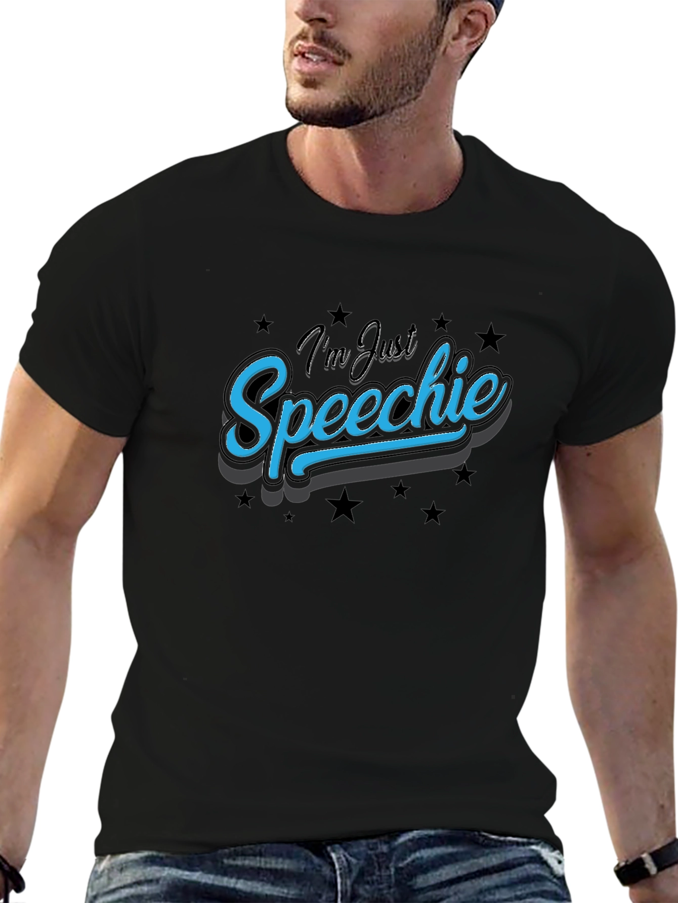 Im Just Speechie T-Shirt - Black Graphic Tee