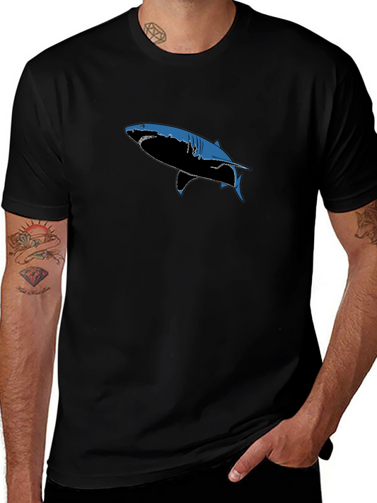 Shark Graphic Tee - Mens Short Sleeve Black T-Shirt