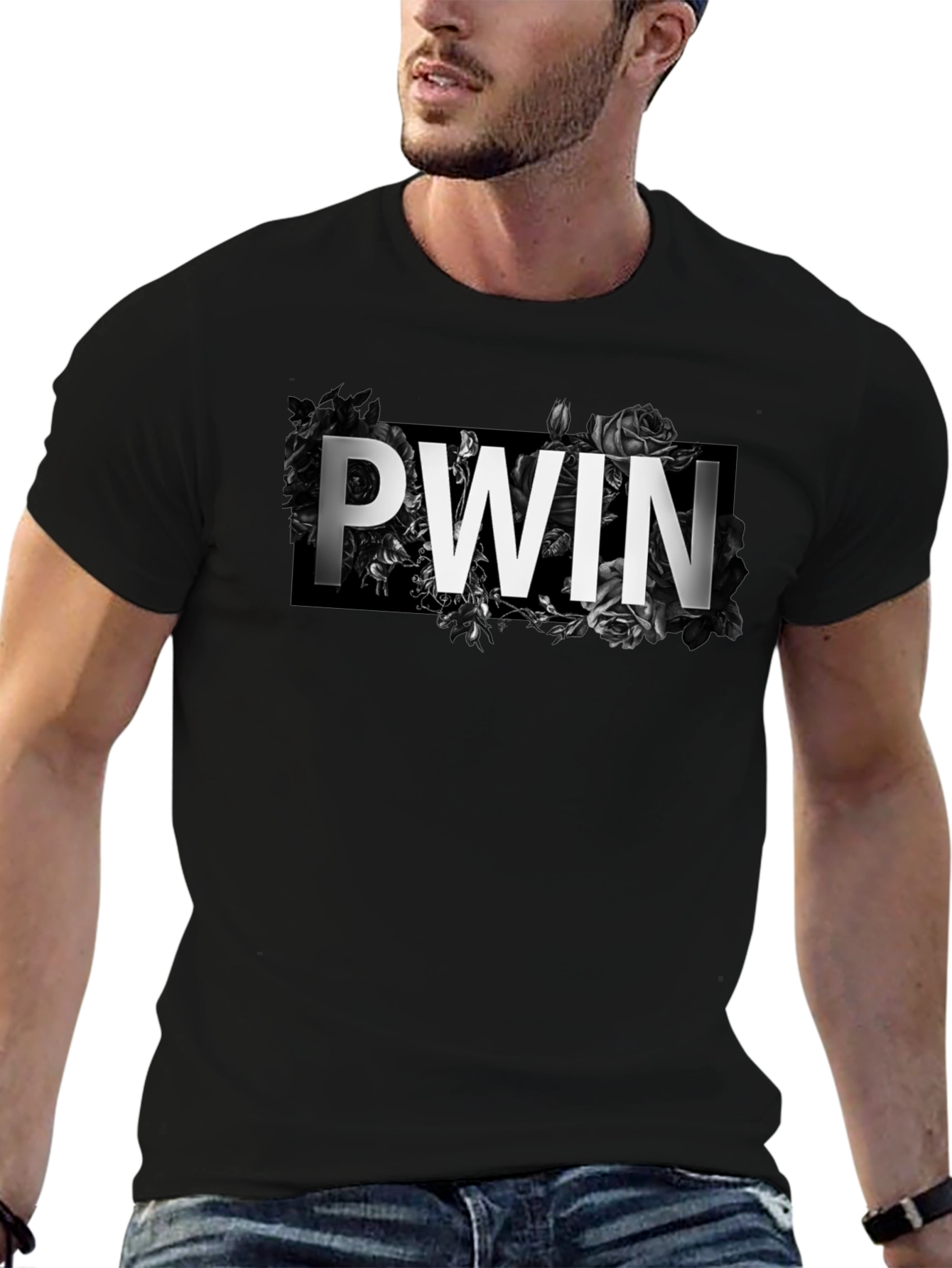 PWN Floral Graphic Print Black T-Shirt