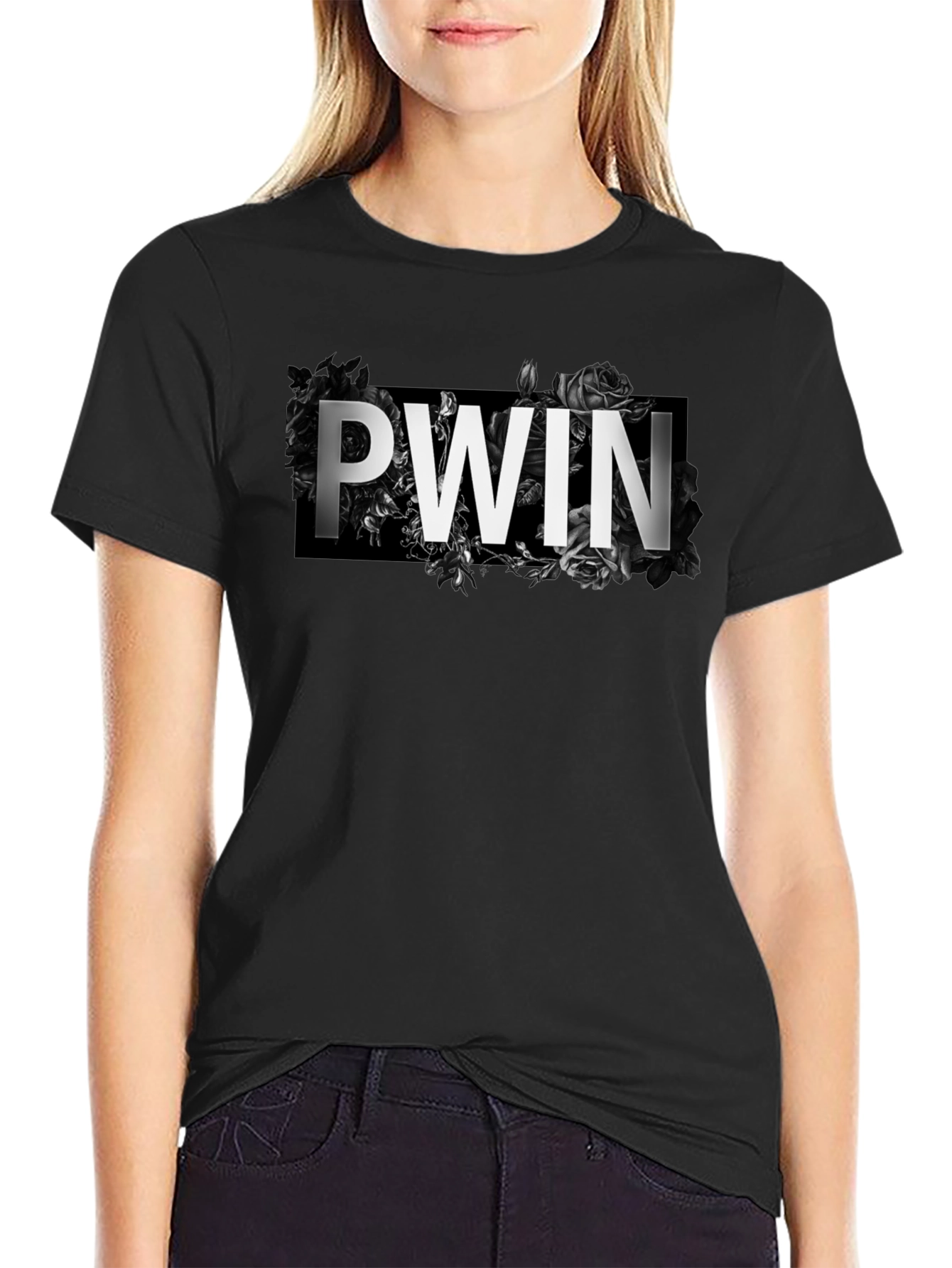 PWN Floral Graphic Print Black T-Shirt