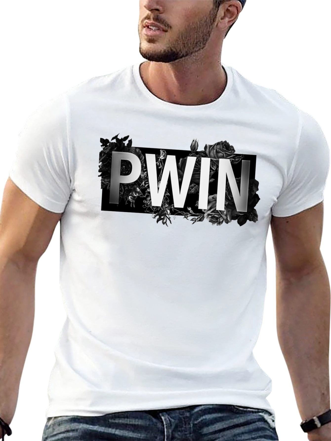 PWN Floral Graphic Print Black T-Shirt