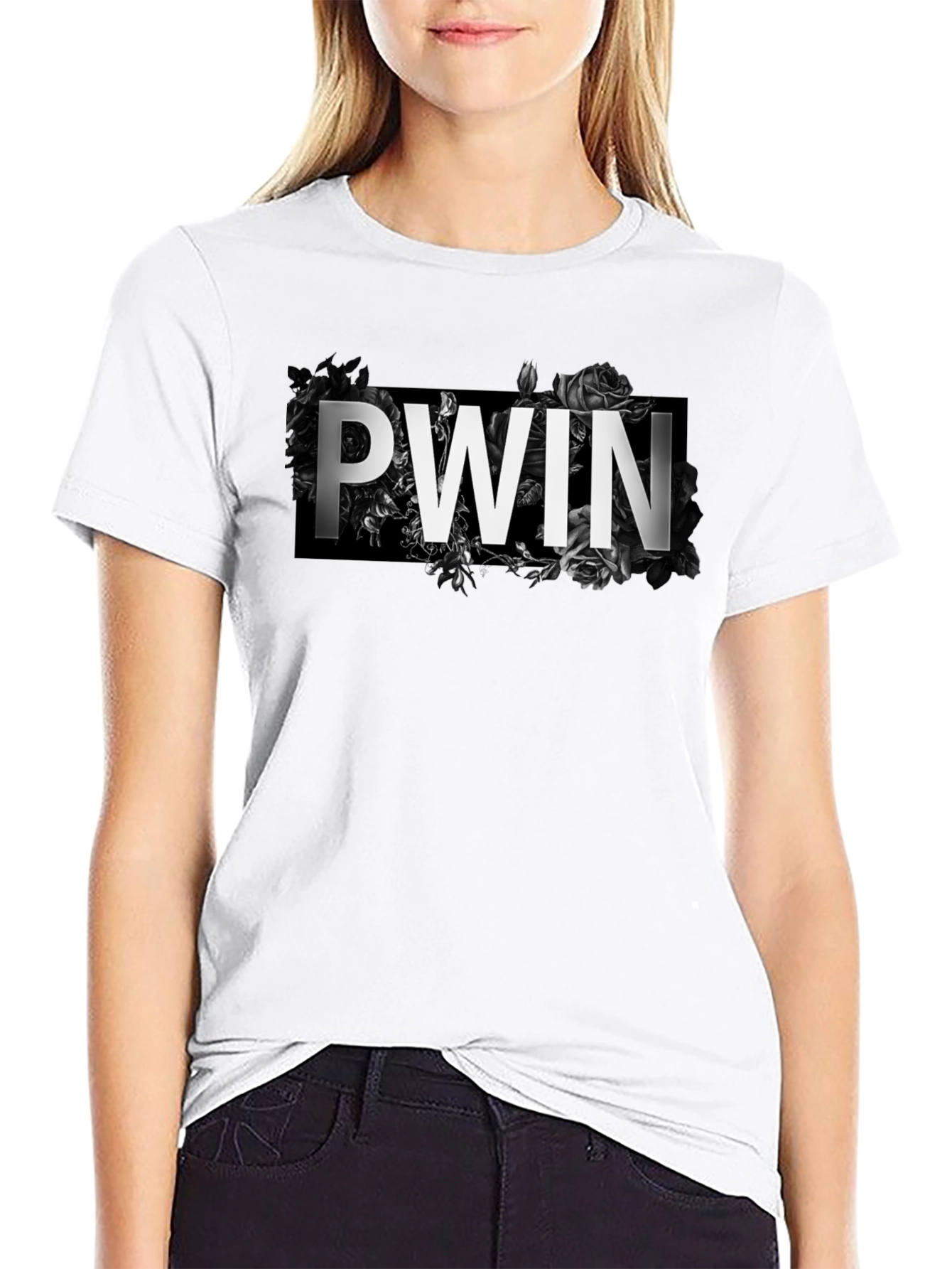 PWN Floral Graphic Print Black T-Shirt
