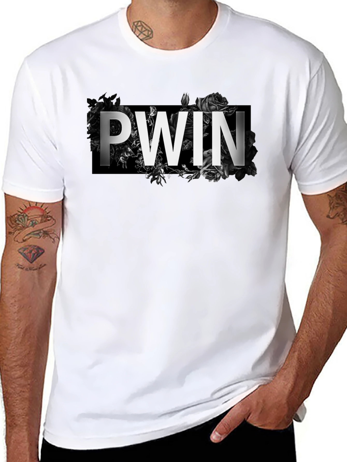 PWN Floral Graphic Print Black T-Shirt