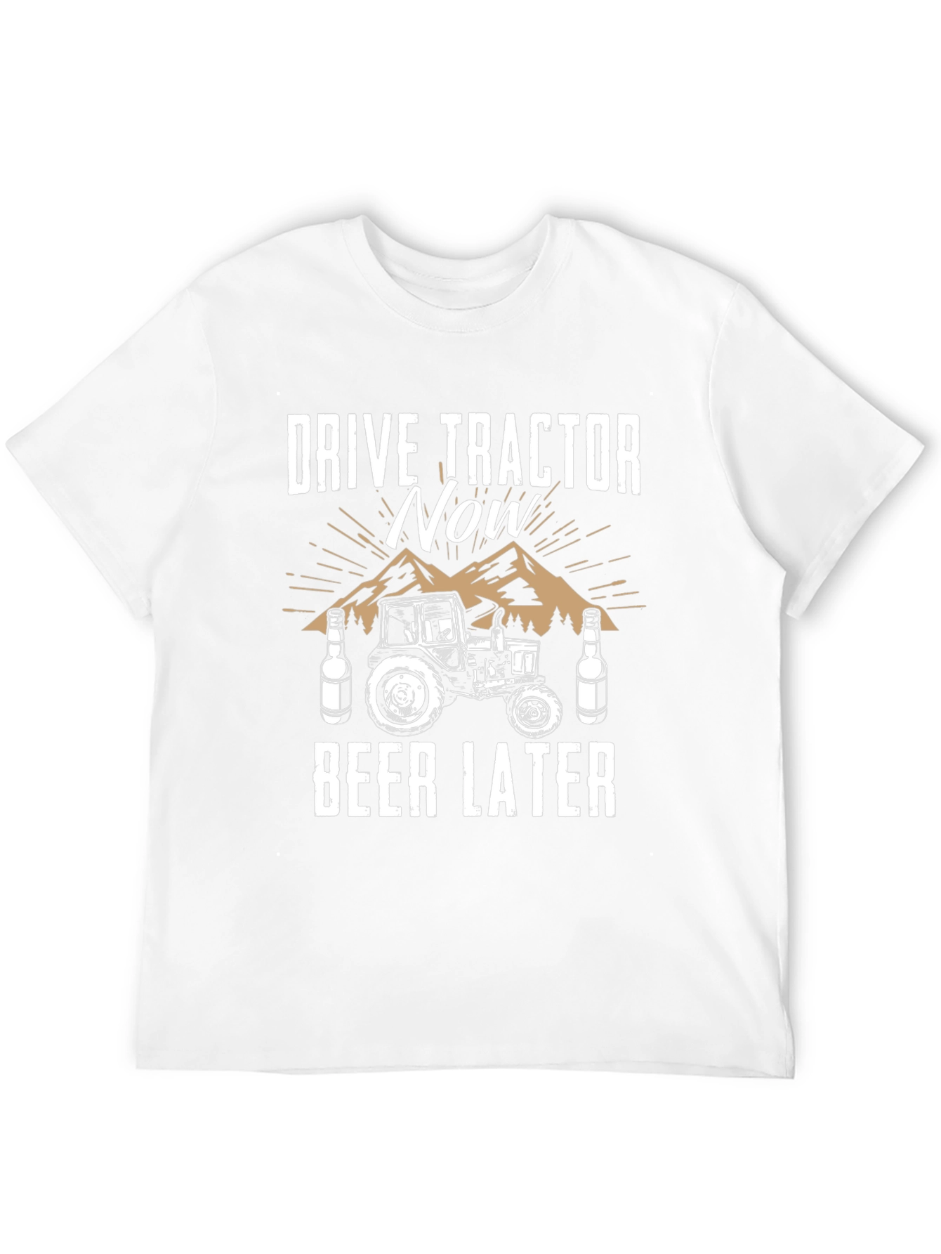 Drive Tractor Now Beer Later Graphic Tee