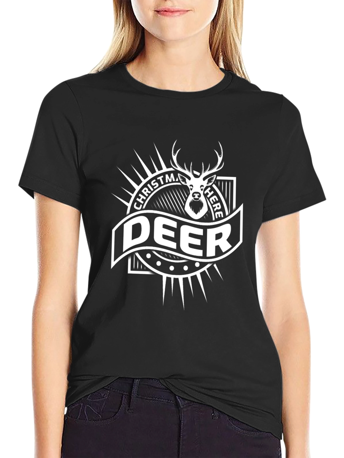 Christmas Deer Here Graphic Tee