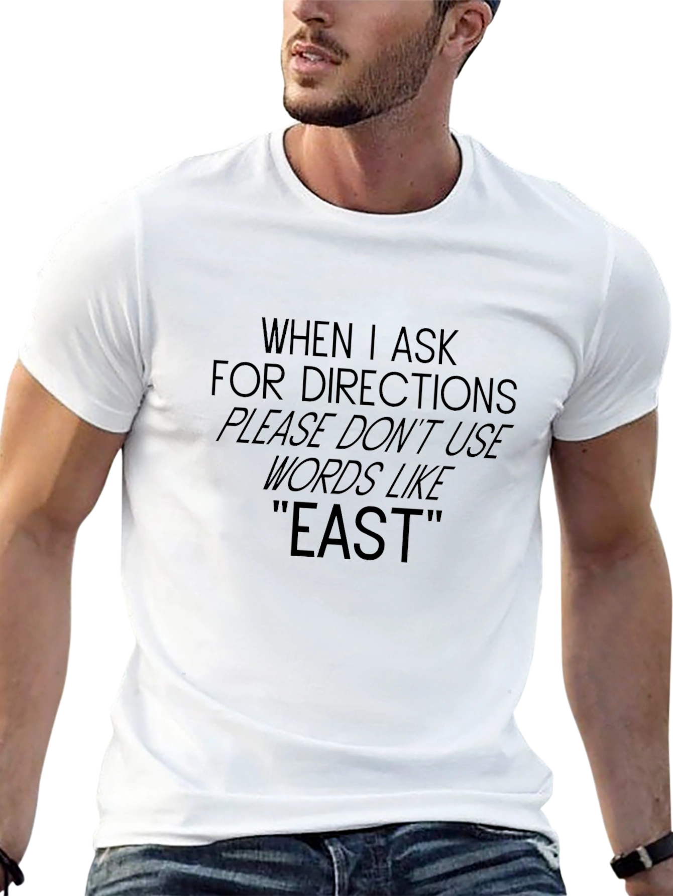 Funny Directional Impaired Mens Black Graphic T-Shirt
