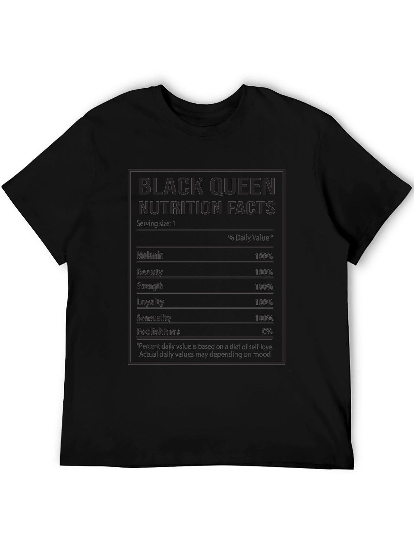 Black Queen Nutrition Facts T-Shirt