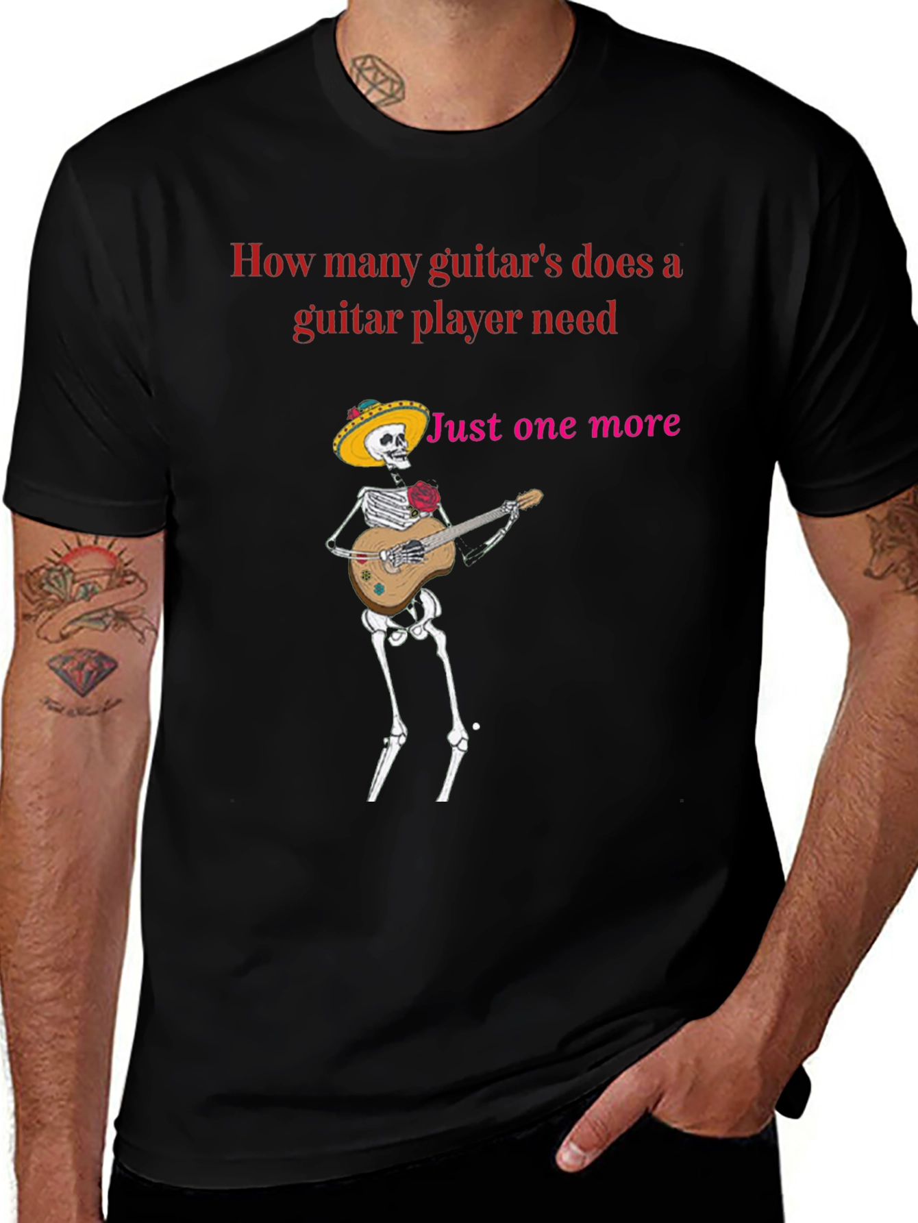 Guitar Player Skeleton Humor T-Shirt