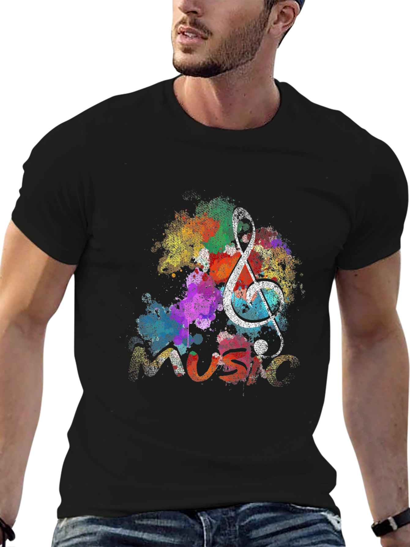 Music Note Graphic Black T-Shirt