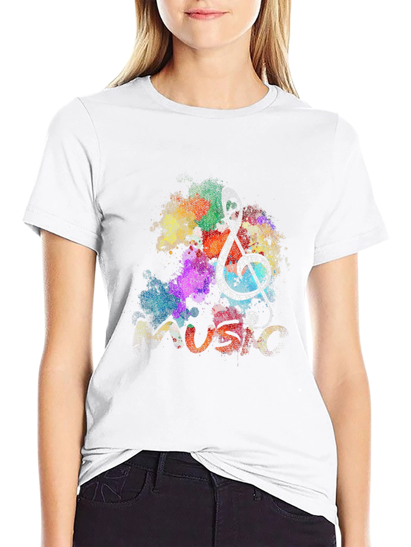 Music Note Graphic Black T-Shirt