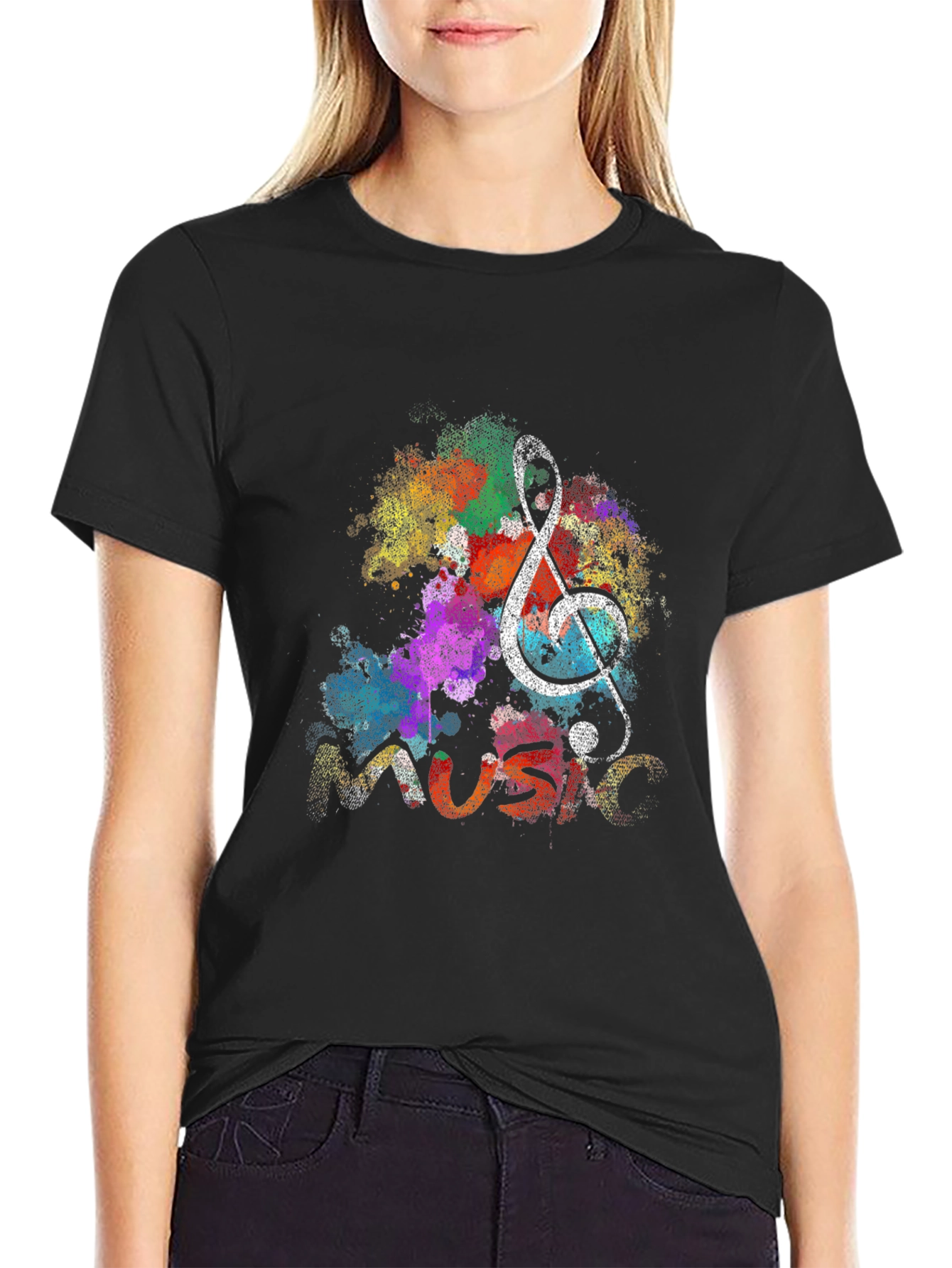 Music Note Graphic Black T-Shirt