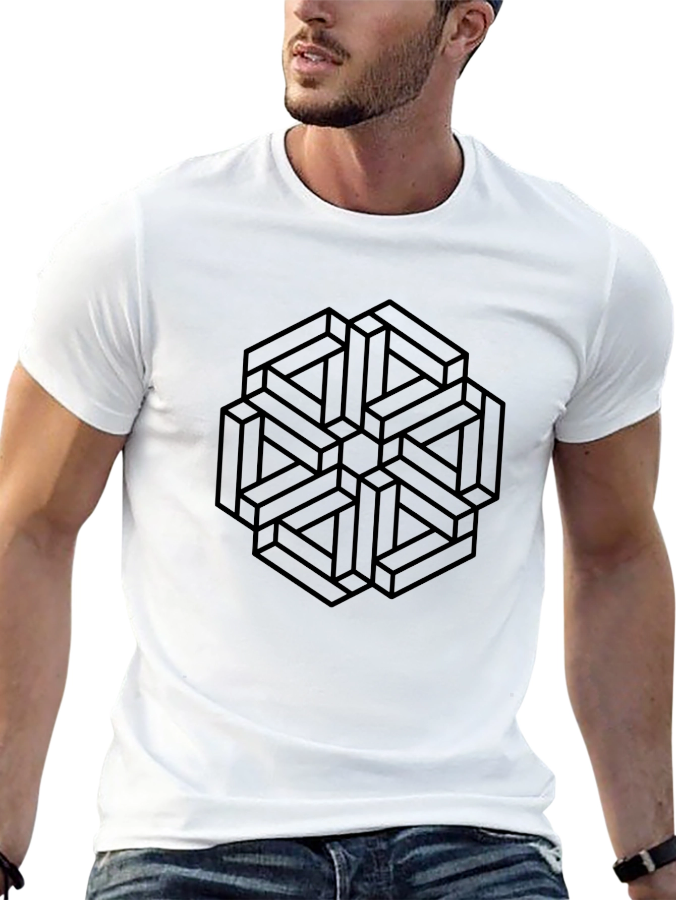 Geometric Illusion Black T-Shirt