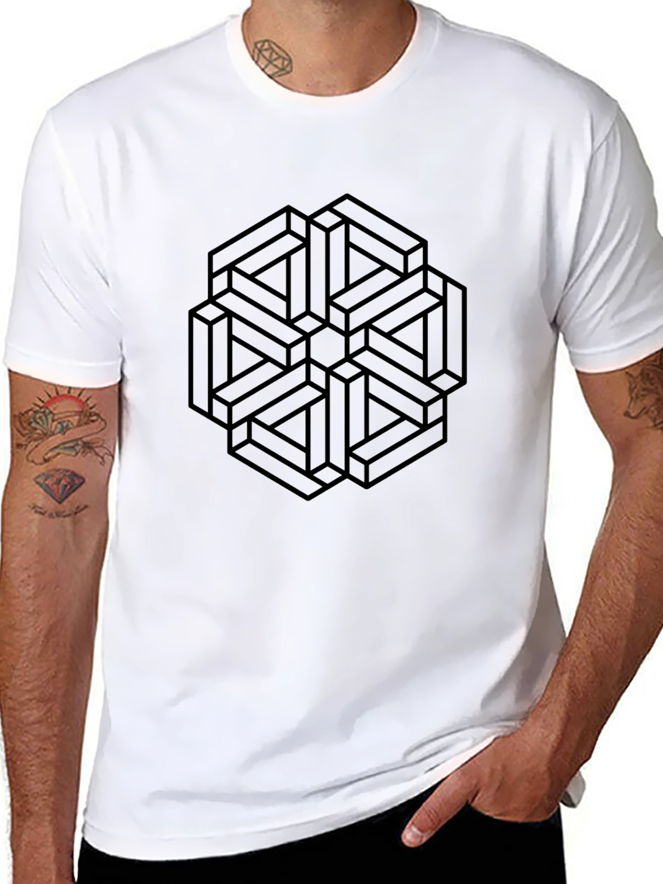 Geometric Illusion Black T-Shirt