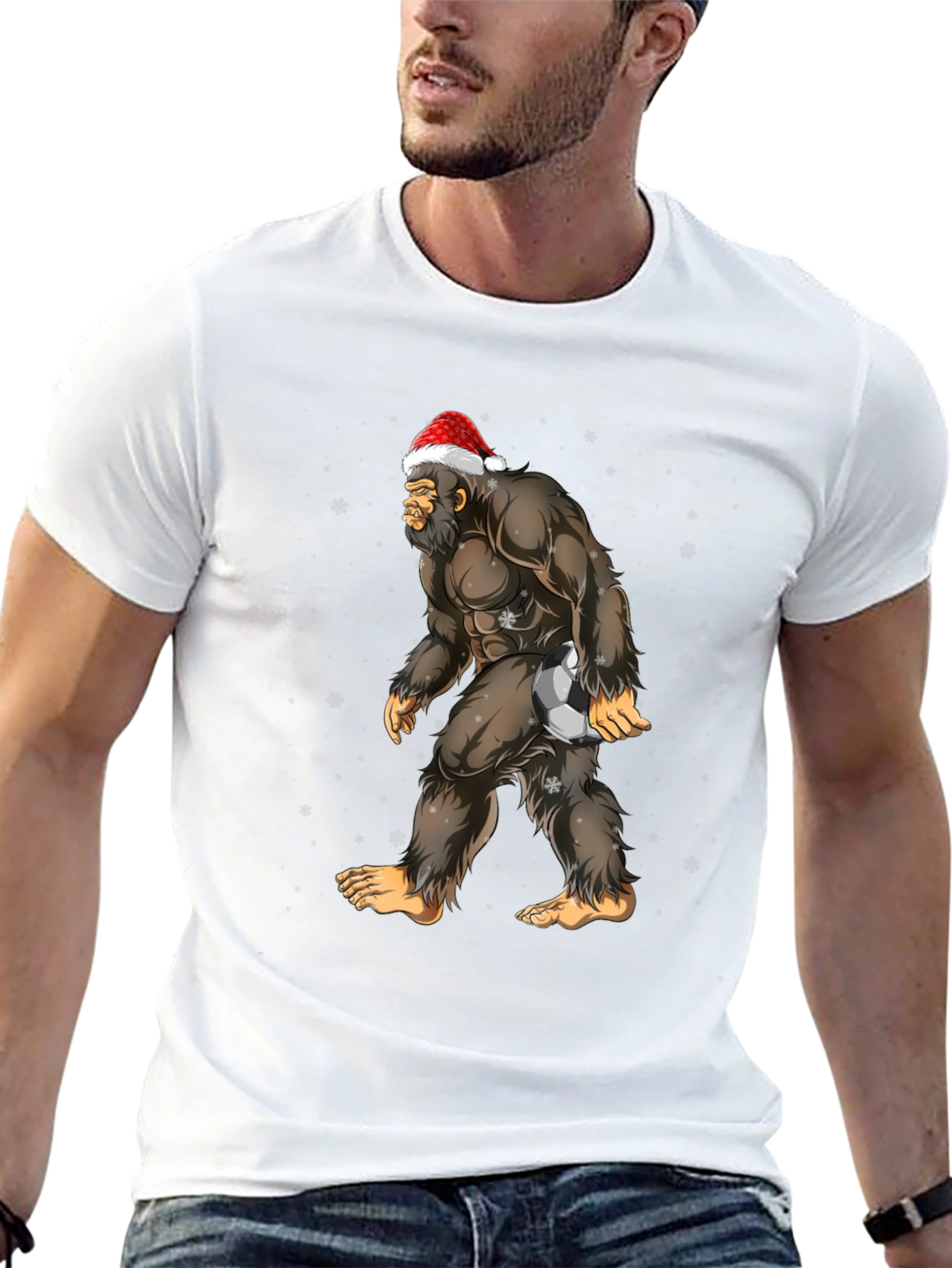 Bigfoot Santa Soccer Christmas T-Shirt