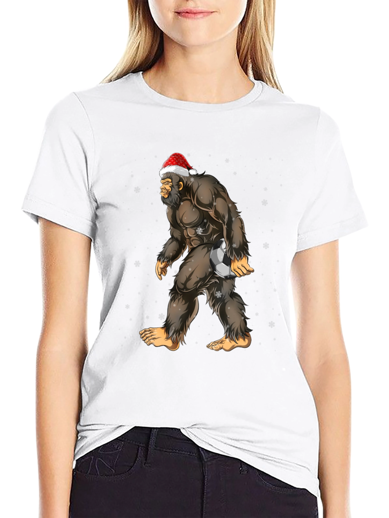 Bigfoot Santa Soccer Christmas T-Shirt