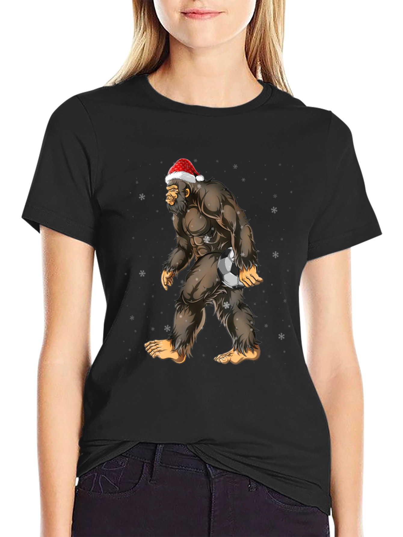 Bigfoot Santa Soccer Christmas T-Shirt
