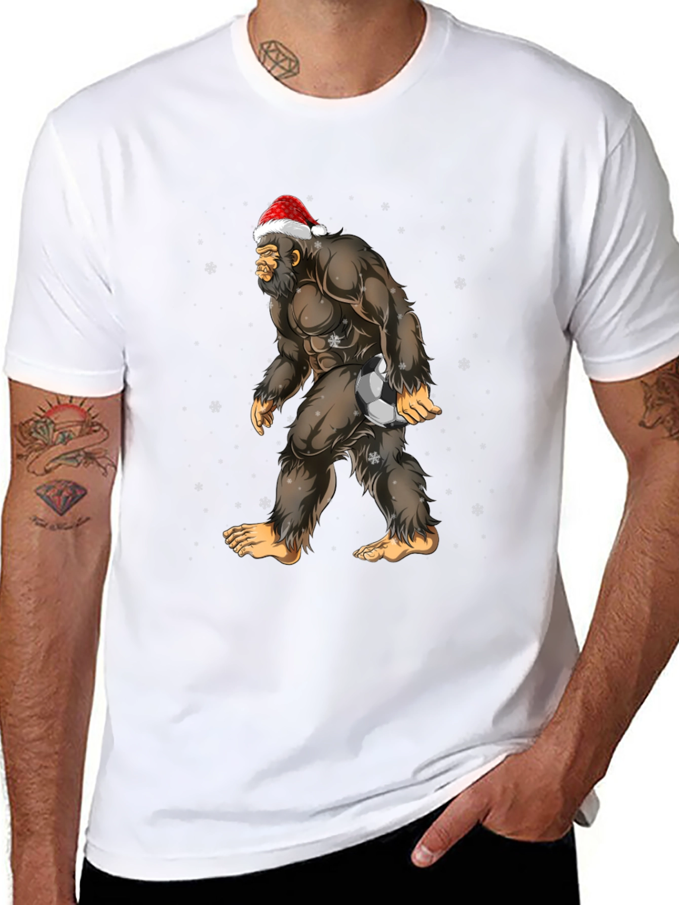Bigfoot Santa Soccer Christmas T-Shirt