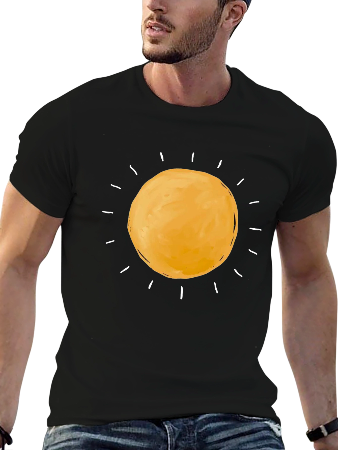 Sunny Day Graphic Tee - Black Cotton T-Shirt