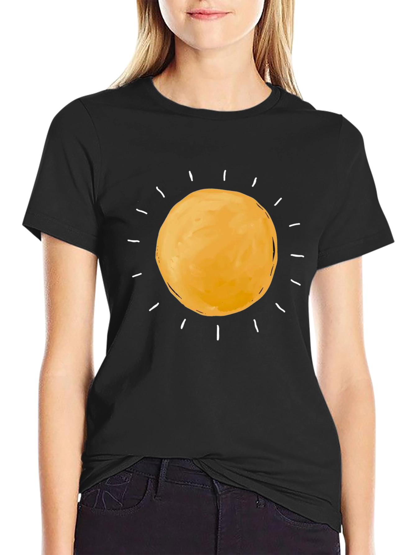 Sunny Day Graphic Tee - Black Cotton T-Shirt