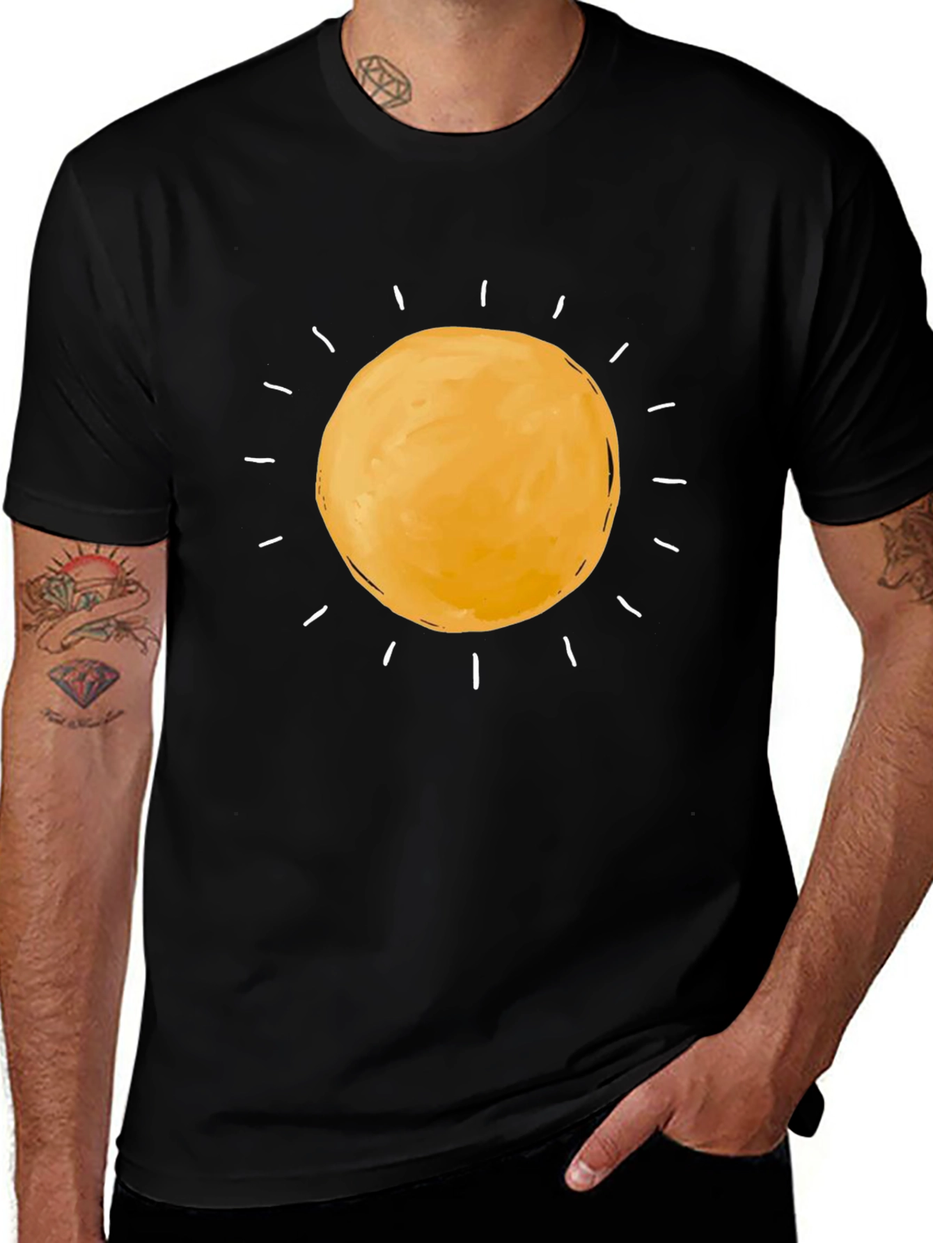 Sunny Day Graphic Tee - Black Cotton T-Shirt