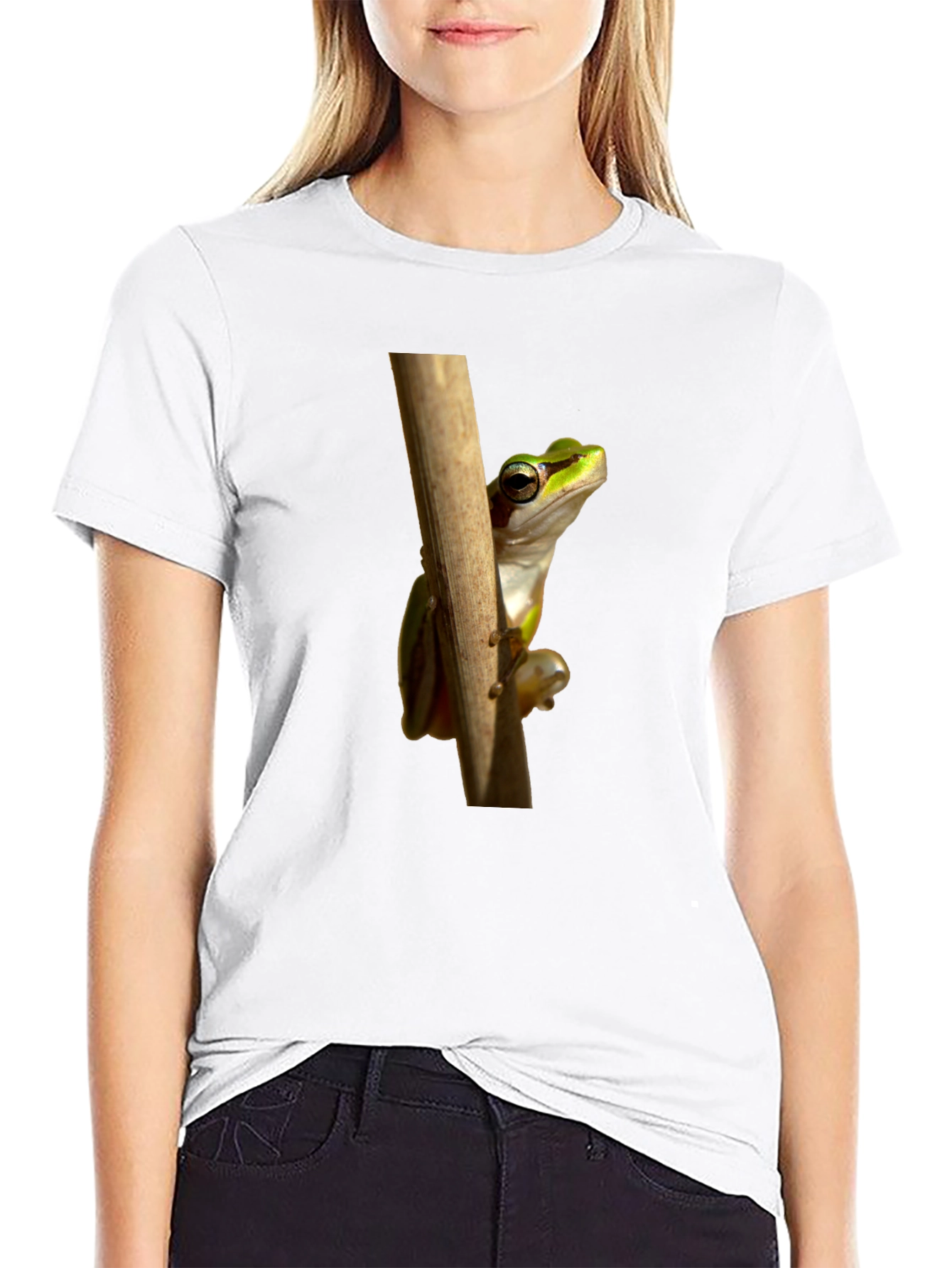 Frog on Branch Graphic T-Shirt - Black
