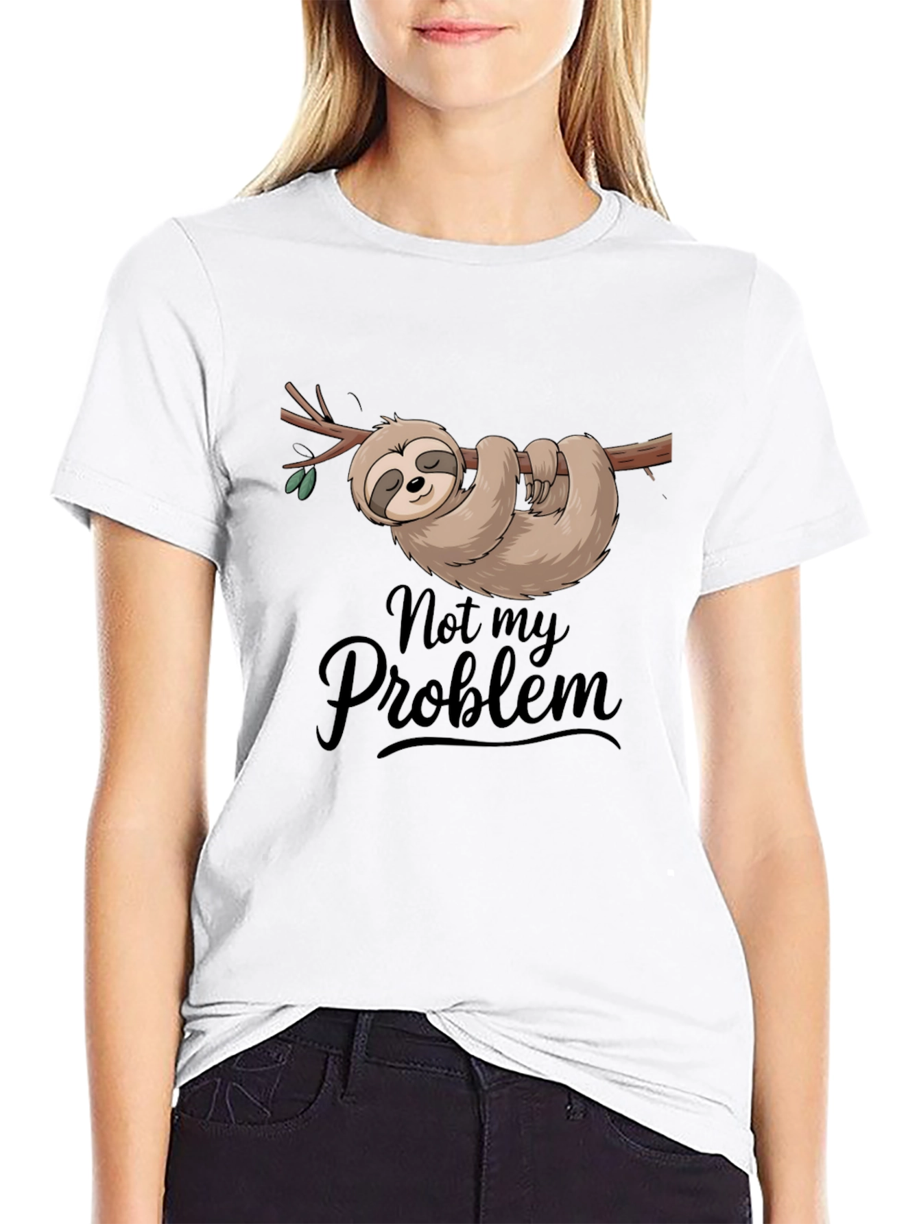 Not My Problem Sloth T-Shirt Funny Relaxed Tee