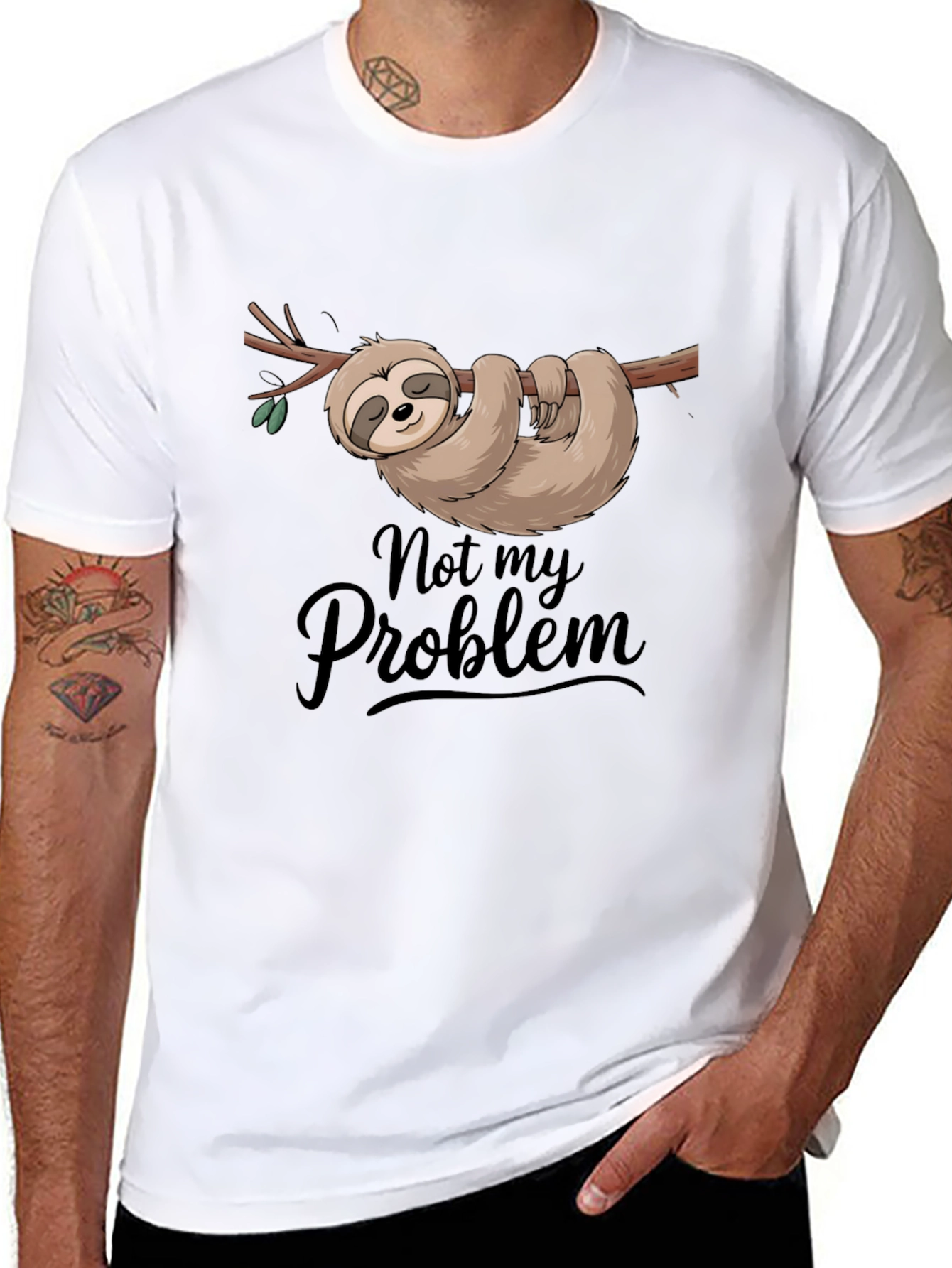 Not My Problem Sloth T-Shirt Funny Relaxed Tee