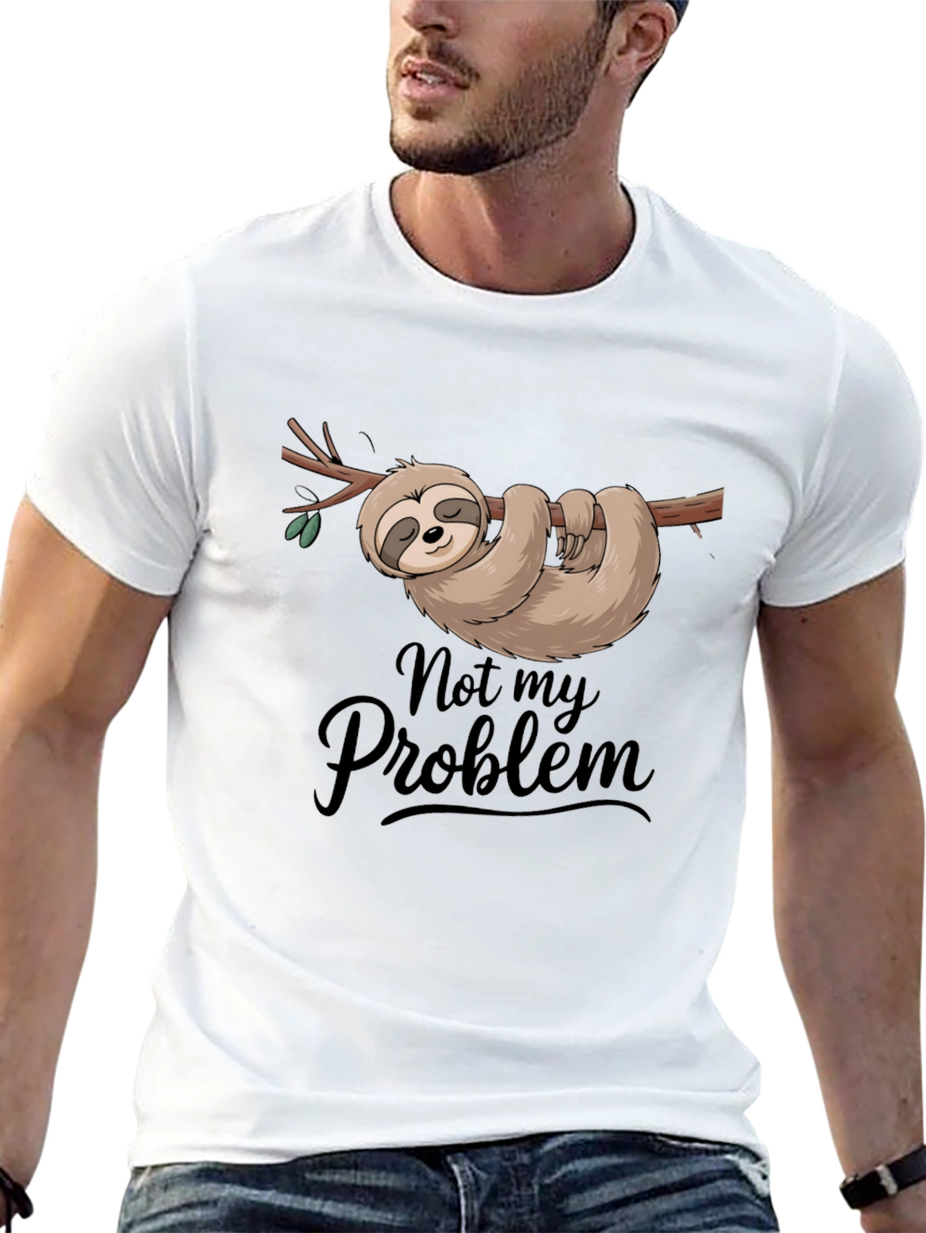 Not My Problem Sloth T-Shirt Funny Relaxed Tee