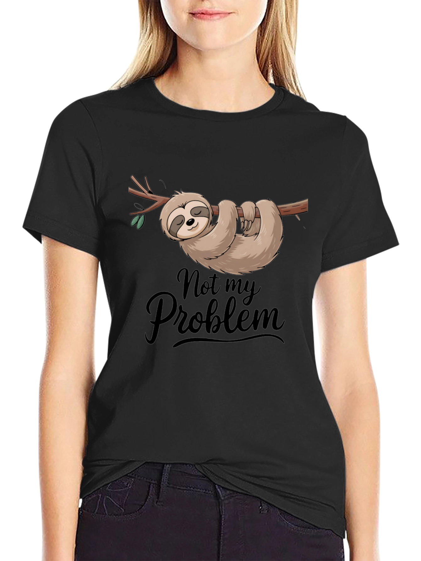 Not My Problem Sloth T-Shirt Funny Relaxed Tee