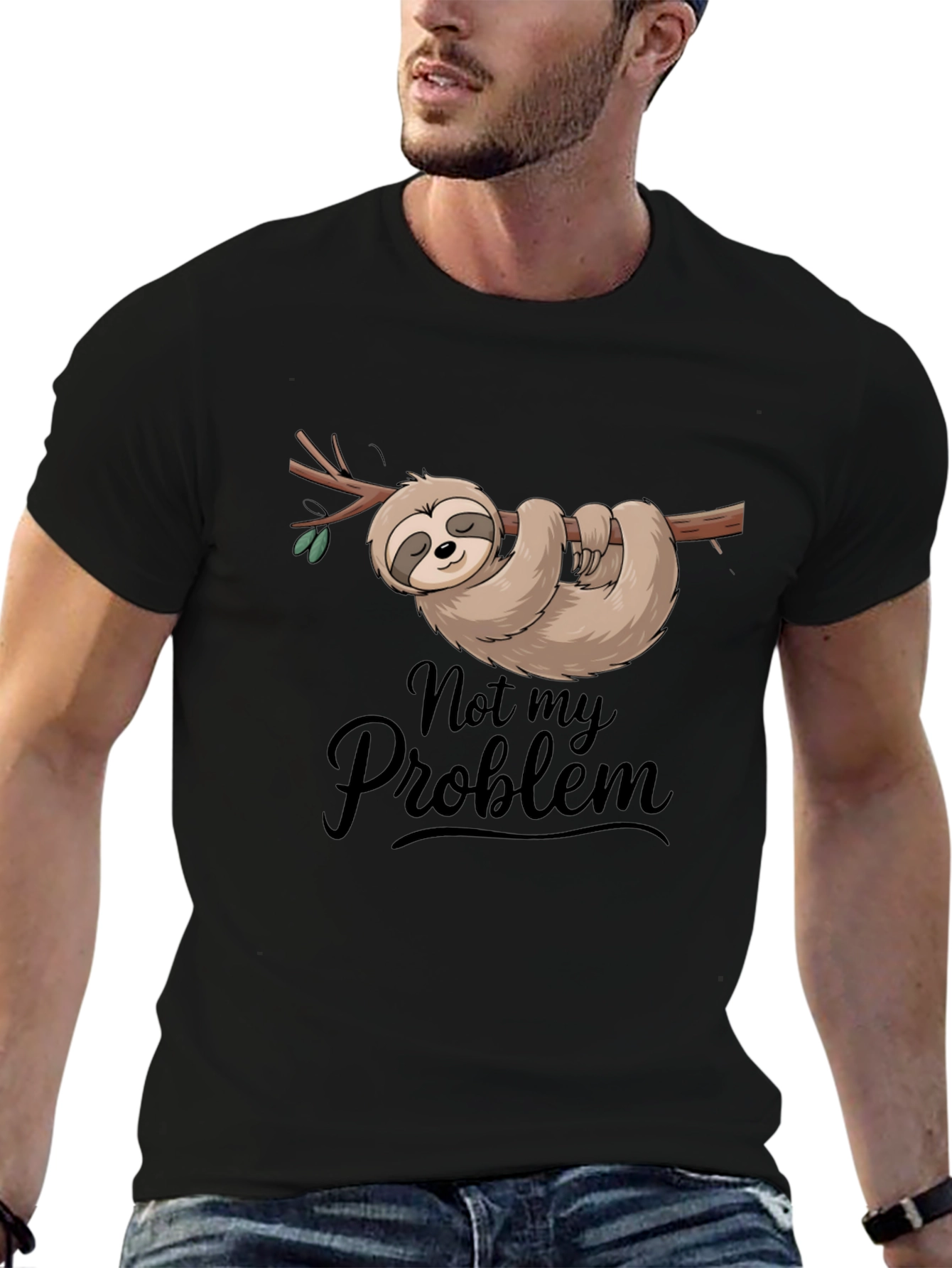 Not My Problem Sloth T-Shirt Funny Relaxed Tee